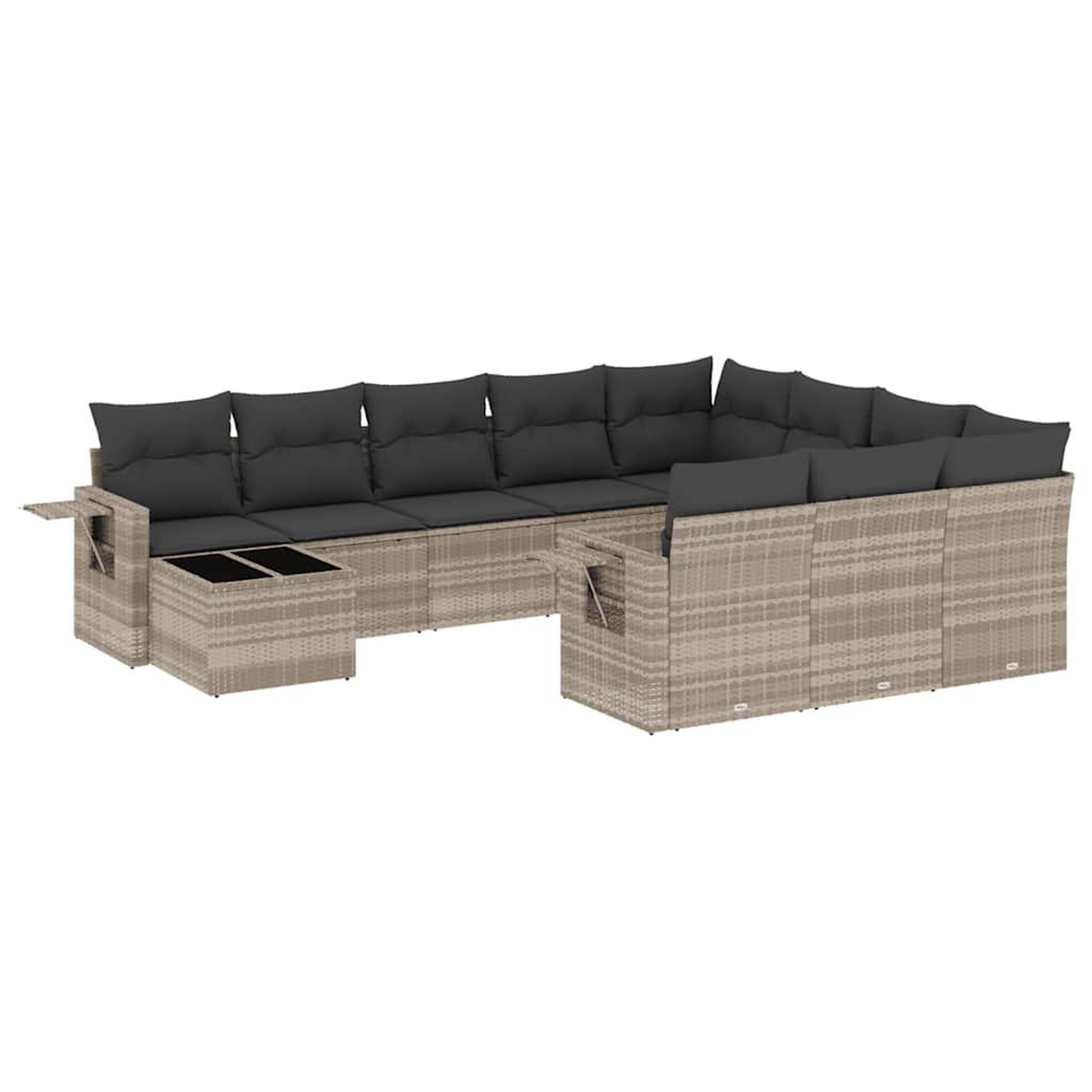 Voir la diapositive 2 : VIDAXL Salon de jardin 11 pcs avec coussins gris clair resine tressee