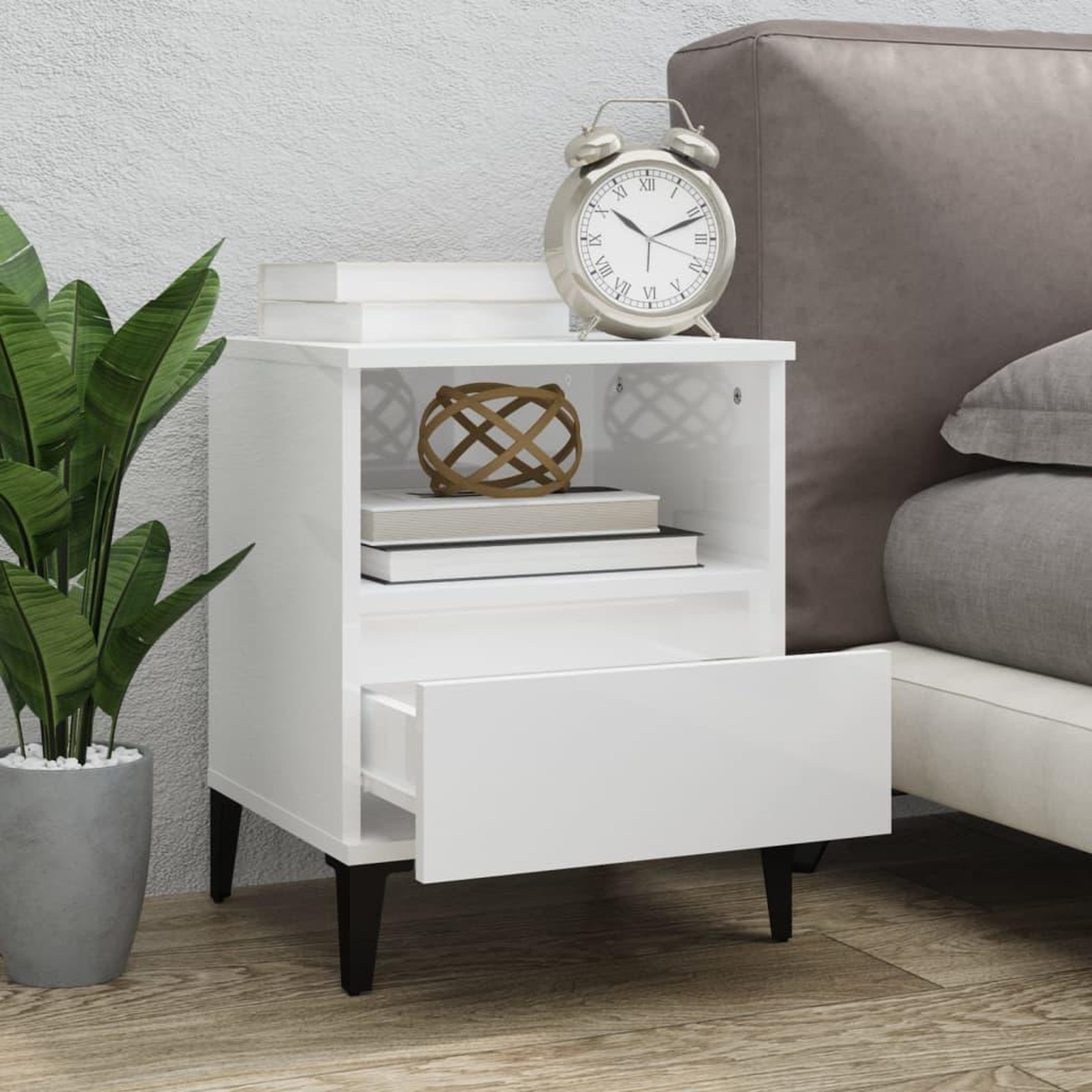 Voir la diapositive 3 : VIDAXL Tables de chevet 2 pcs Blanc brillant 40x35x50 cm