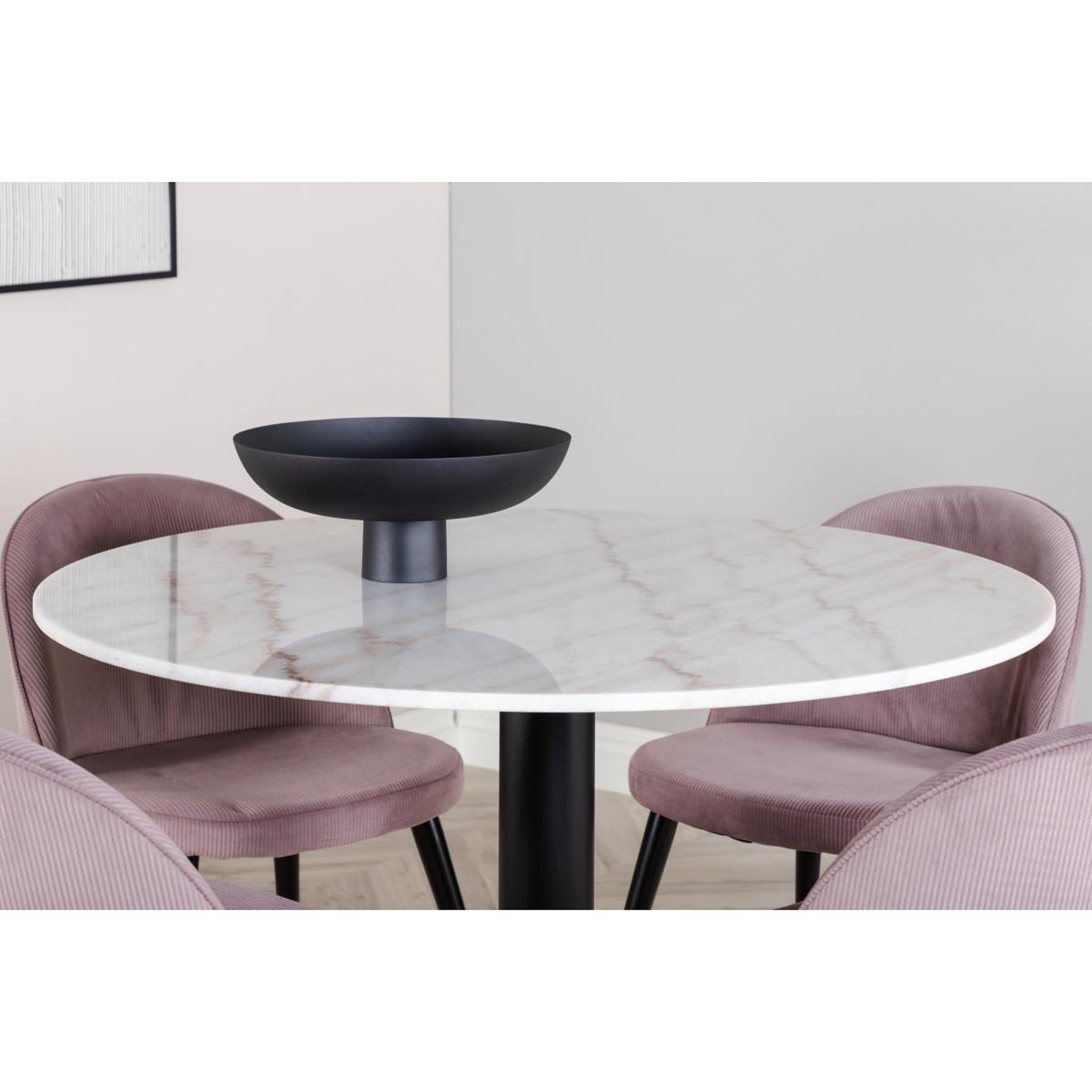 Voir la diapositive 6 : Paris Prix Ensemble table à manger & 4 chaises  estelle & velvet  106cm blanc & rose