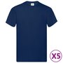  Fruit of the Loom T-shirts originaux 5 pcs Bleu marine S Coton