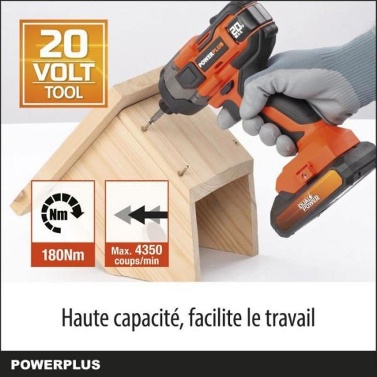 MARKET24 Visseuse a choc sans fil 20V 180Nm - DUAL POWER POWDP20100 - Livrée sans batterie ni chargeur