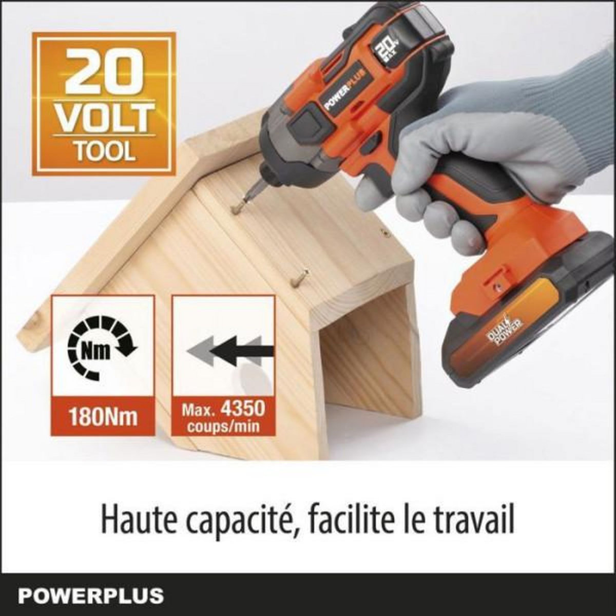 MARKET24 Visseuse a choc sans fil 20V 180Nm - DUAL POWER POWDP20100 - Livrée sans batterie ni chargeur