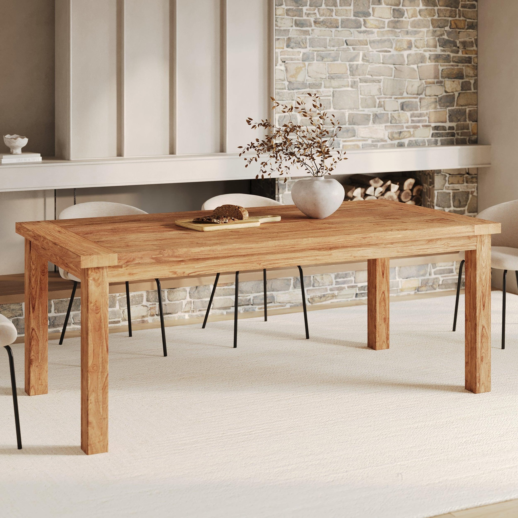 Voir la diapositive 2 : MAISON PAVANE Table rectangulaire en bois de teck recyclé 200cm 8 personnes-Mémo