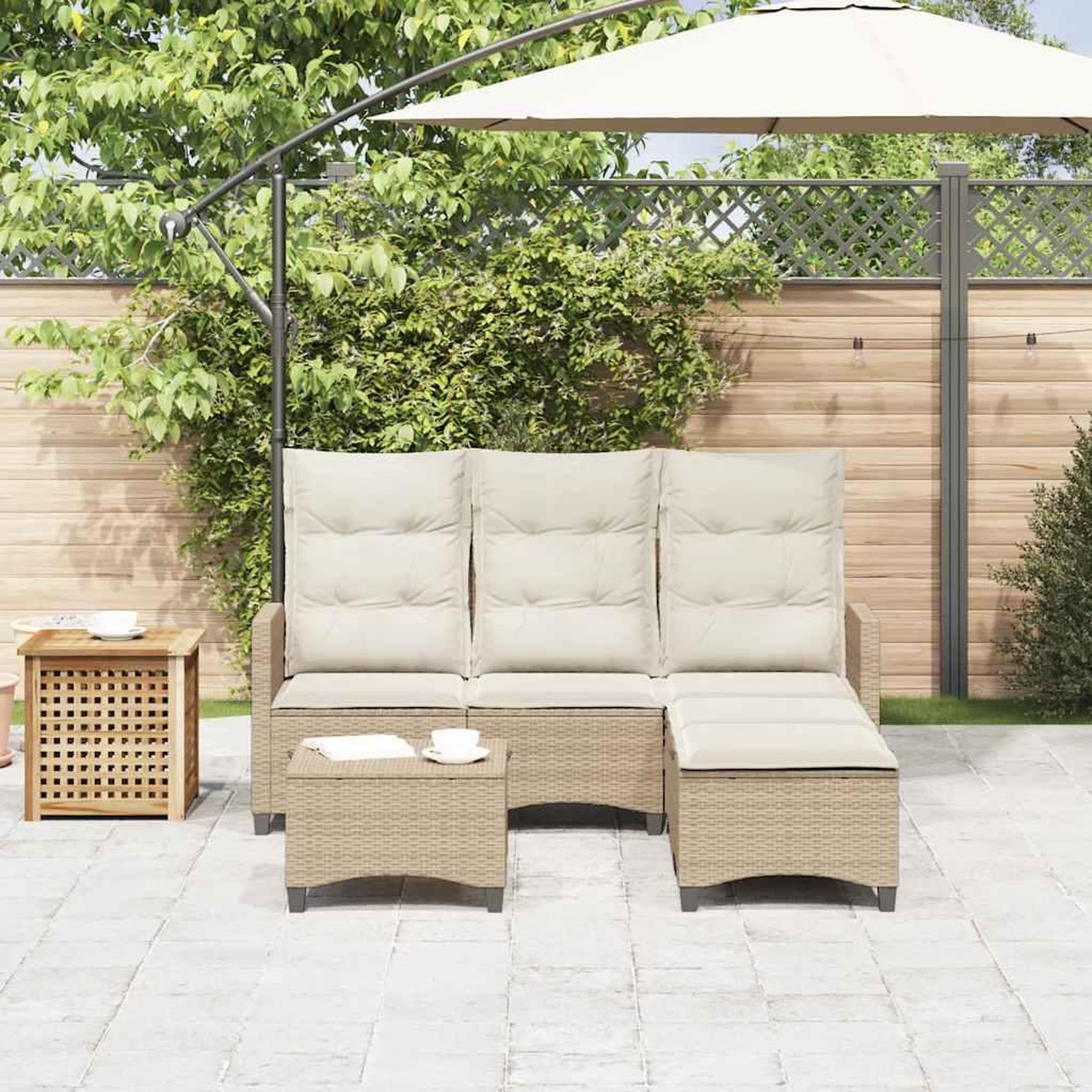 Voir la diapositive 3 : VIDAXL Salon de jardin avec coussins forme de L 3 pcs beige polyrotin