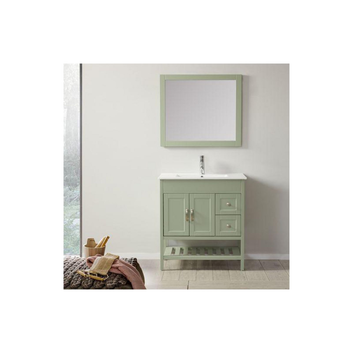WILSA Ensemble de salle de bain vert 78,3 cm