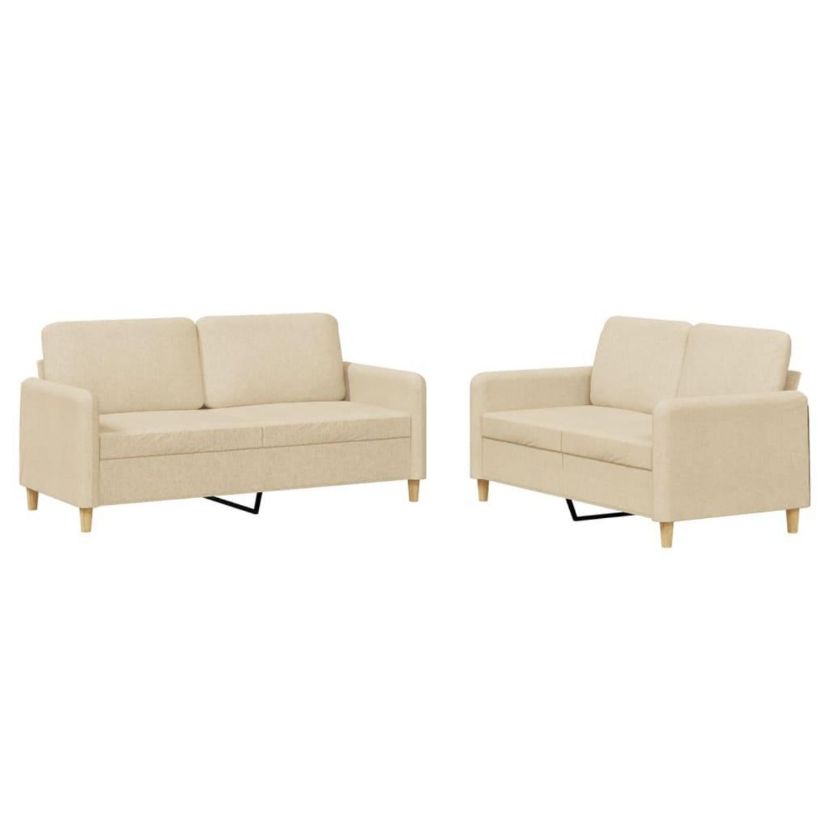 VIDAXL Ensemble de canapes 2 pcs avec coussins Creme Tissu