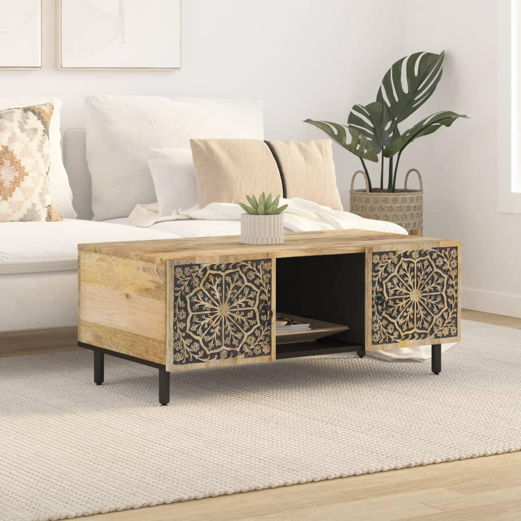Voir la diapositive 3 : VIDAXL Table basse 100x54x40 cm bois de manguier massif