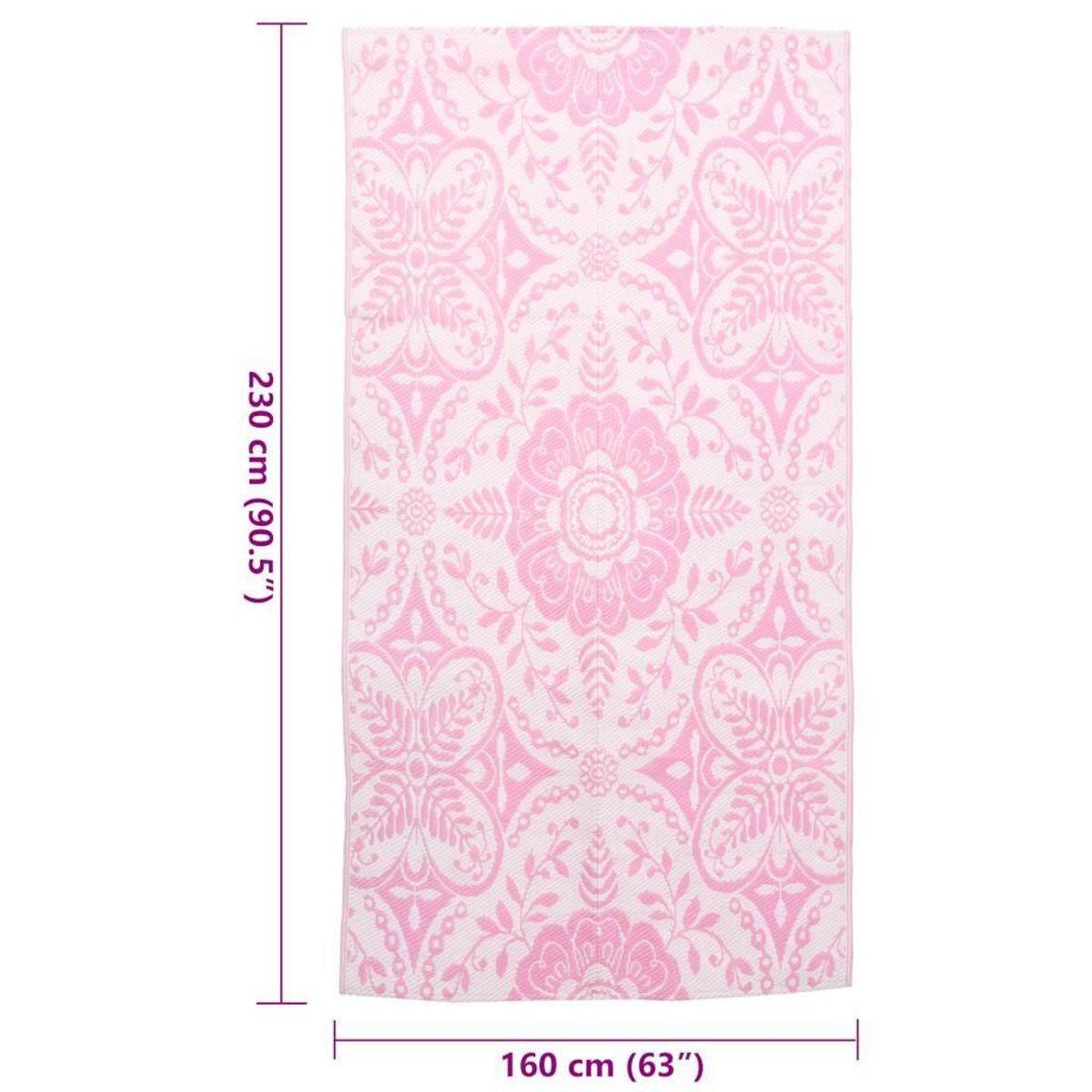 VIDAXL Tapis d'exterieur ARAKIL rose 120x180 cm PP