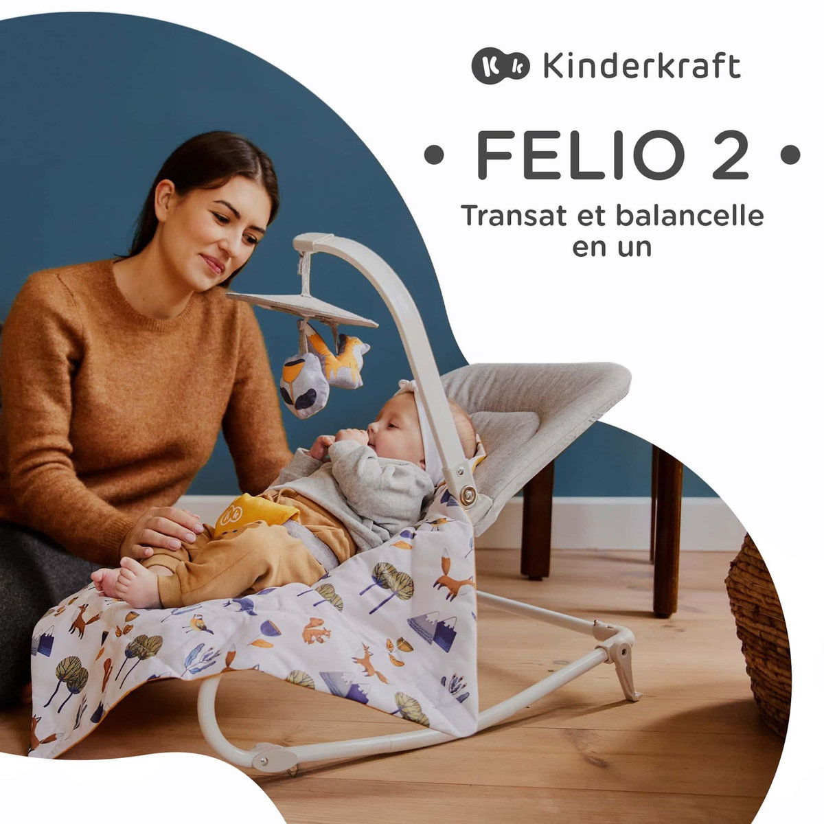 KINDERKRAFT Transat 2 en 1 - balancement apaisant avec musique et vibration