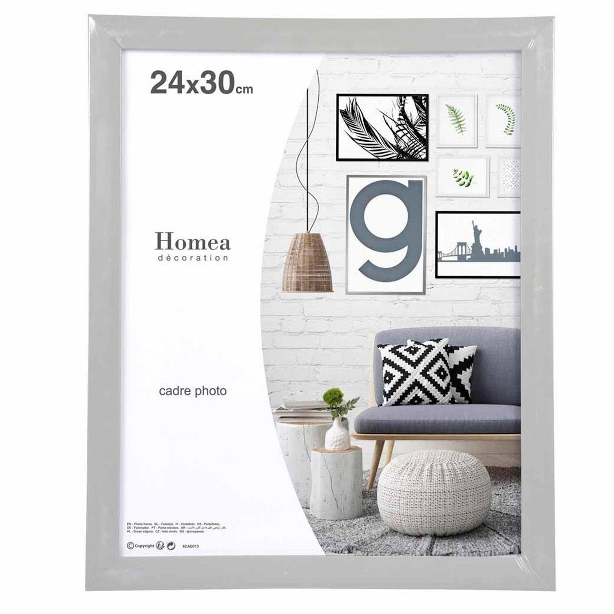 HOMEA Cadre Photo Déco  Pep's  24x30cm Gris
