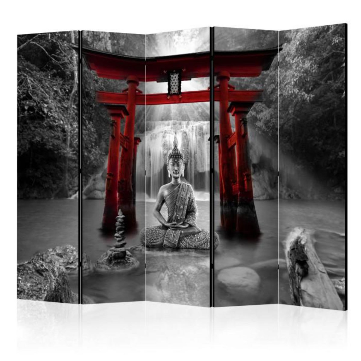 Paris Prix Paravent 5 Volets  Buddha Smile Red  172x225cm