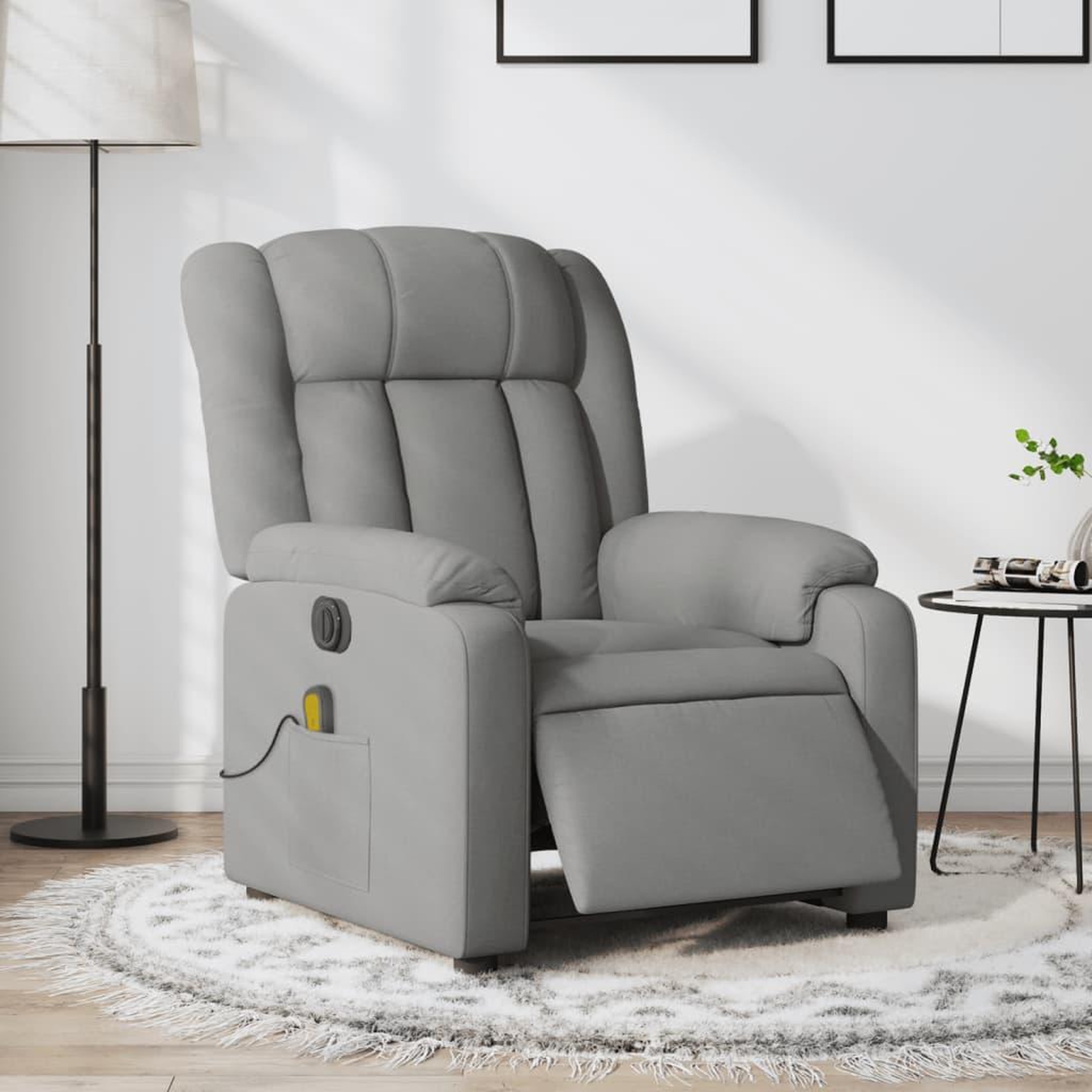 VIDAXL Fauteuil de massage inclinable electrique gris clair tissu