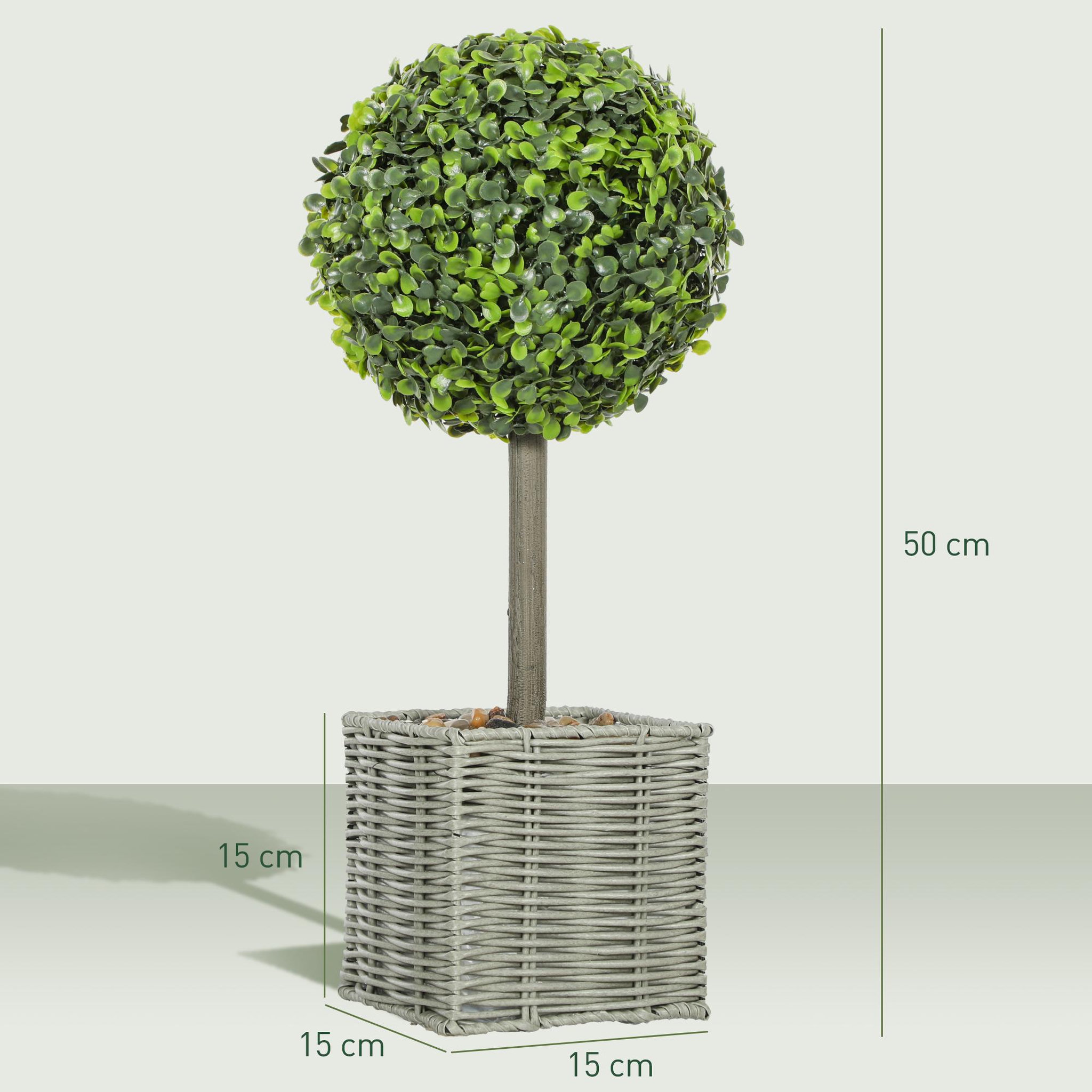 Voir la diapositive 3 : HOMCOM Lot de 2 plantes artificielles 50H cm en plastique vert
