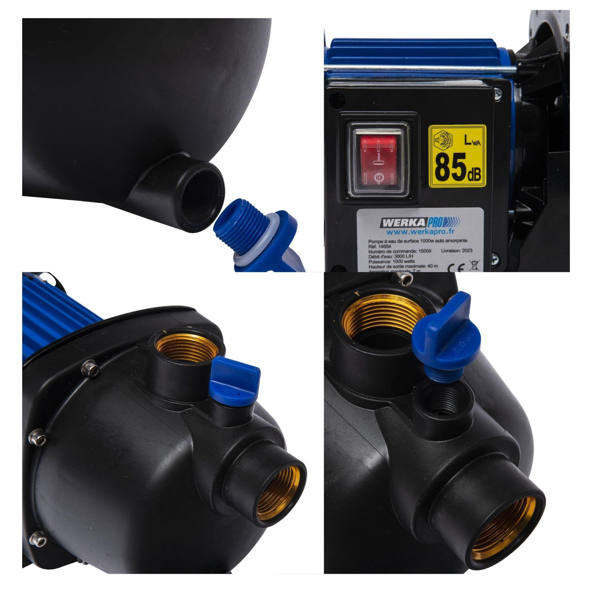 Voir la diapositive 4 : WERKAPRO Pompe à eau de surface 1000w WERKA PRO