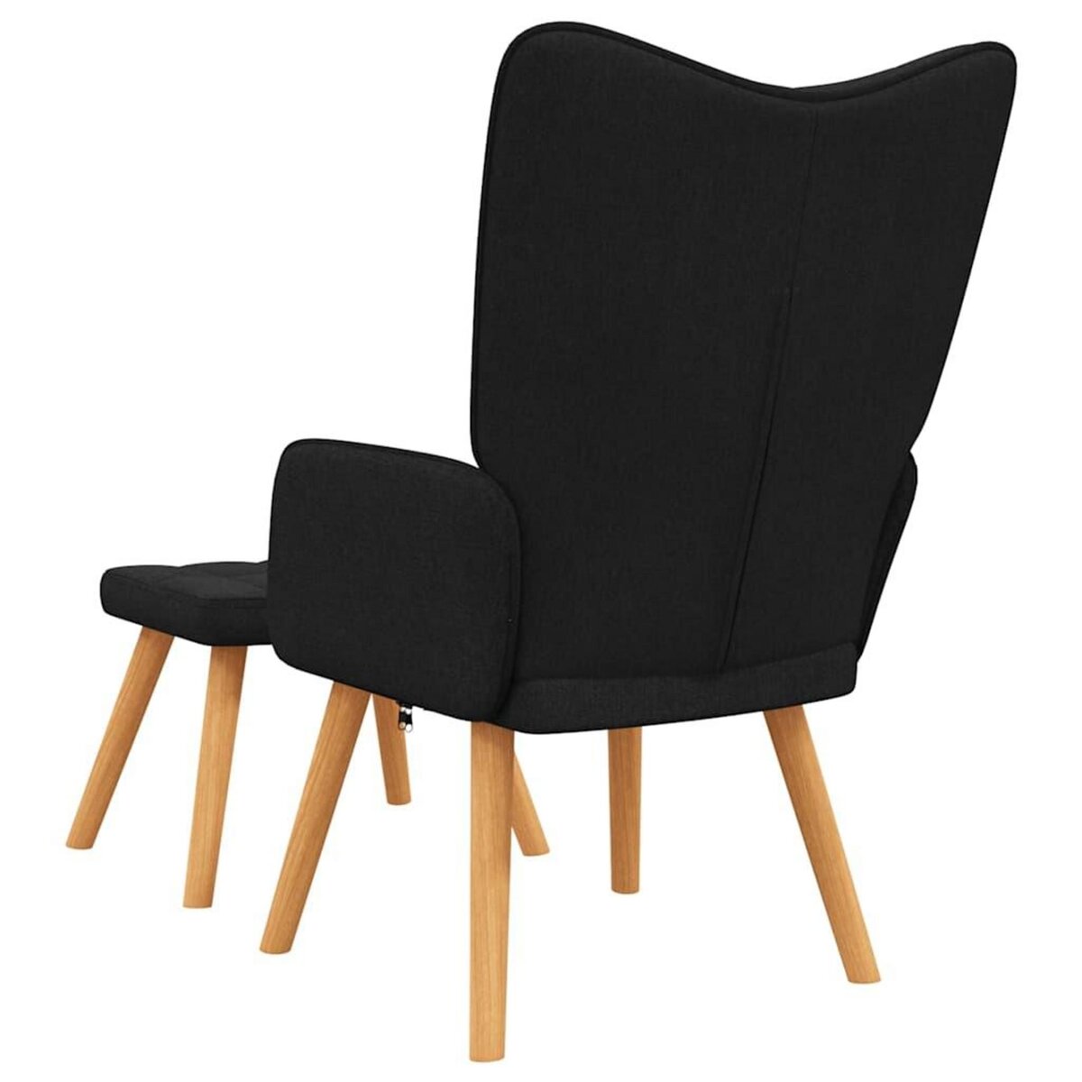 VIDAXL Chaise de relaxation avec tabouret Noir Tissu