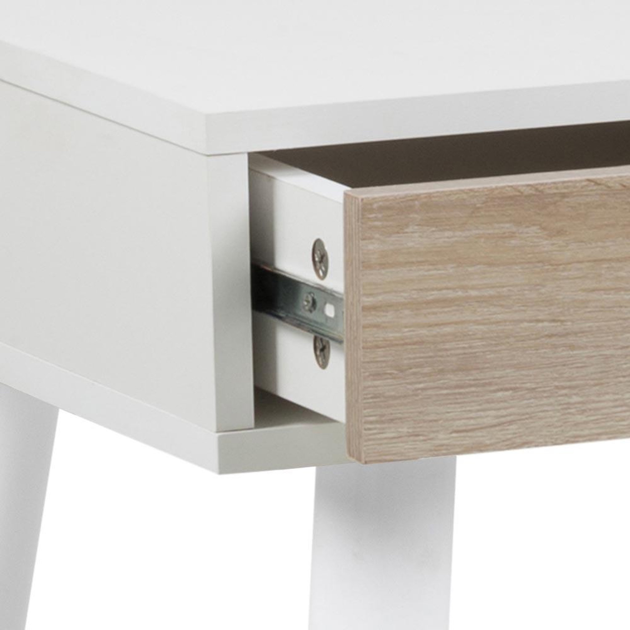 Voir la diapositive 3 : CONCEPT USINE Bureau scandinave avec tiroirs blanc sevey
