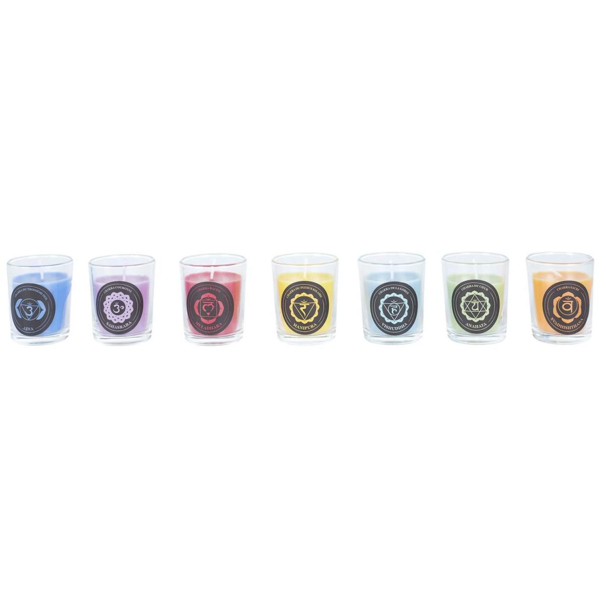 Voir la diapositive 2 : The Home Deco Factory Coffret 7 bougies parfumées  chakra  24cm multicolore