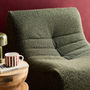 Voir la diapositive 3 : SWEEEK Chauffeuse tissu effet alpaca 2 places. kaki. style contemporain. L 91 x P 105 x H 72cm