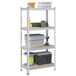 VIDAXL Etagere de rangement 4 niveaux Argente Acier et bois ingenierie