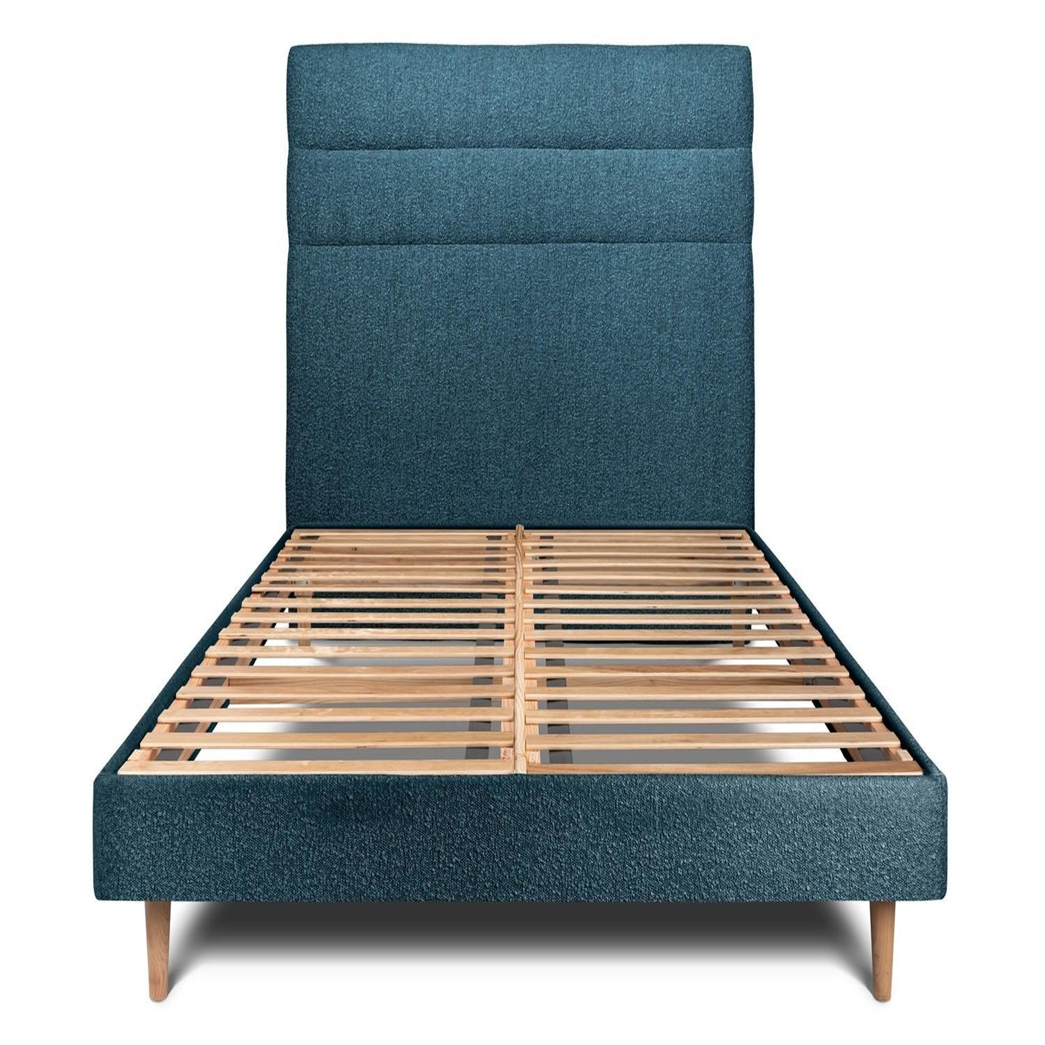 Sommeil de Plomb Lit avec tête de lit lignes bouclette et sommier kit- Hauteur totale : 29cm. Coloris disponibles : Noir, Bleu, Gris, Orange, Beige