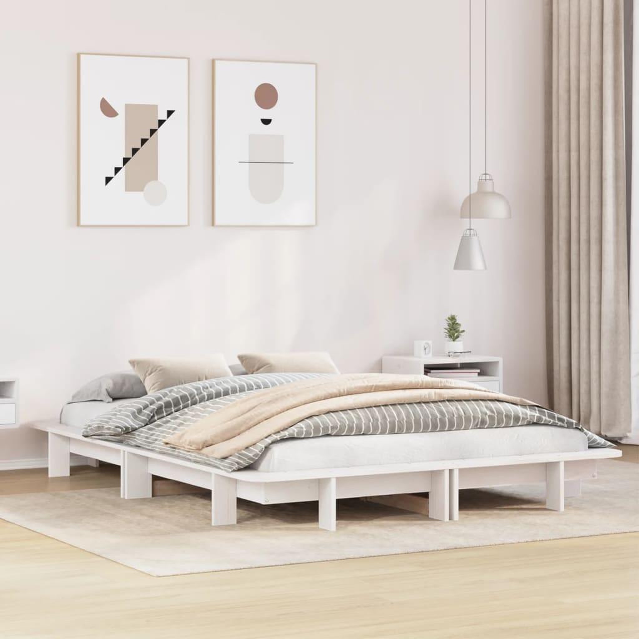 VIDAXL Cadre de lit sans matelas blanc 140x200 cm bois de pin massif