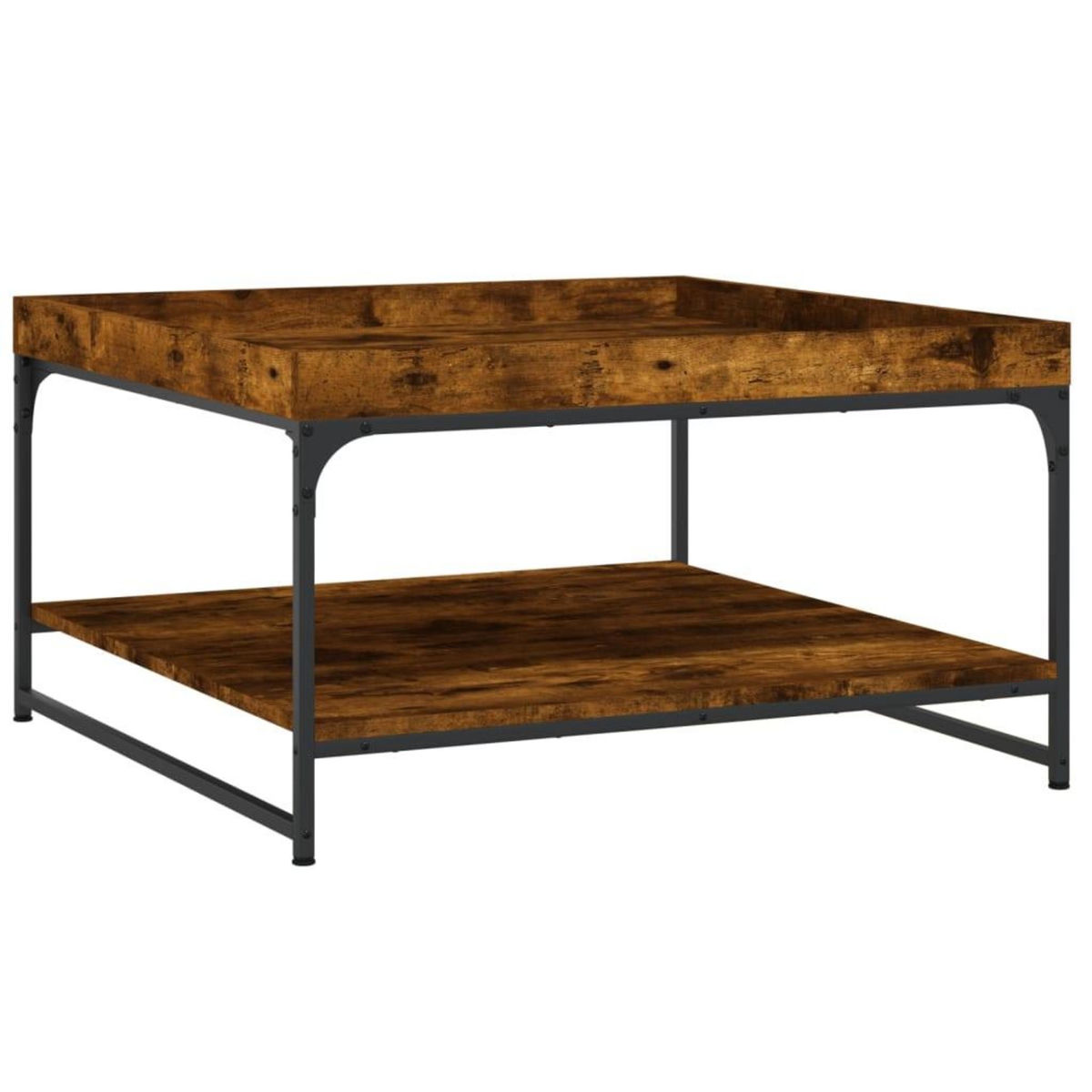 VIDAXL Table basse chene fume 80x80x45 cm bois d'ingenierie et fer