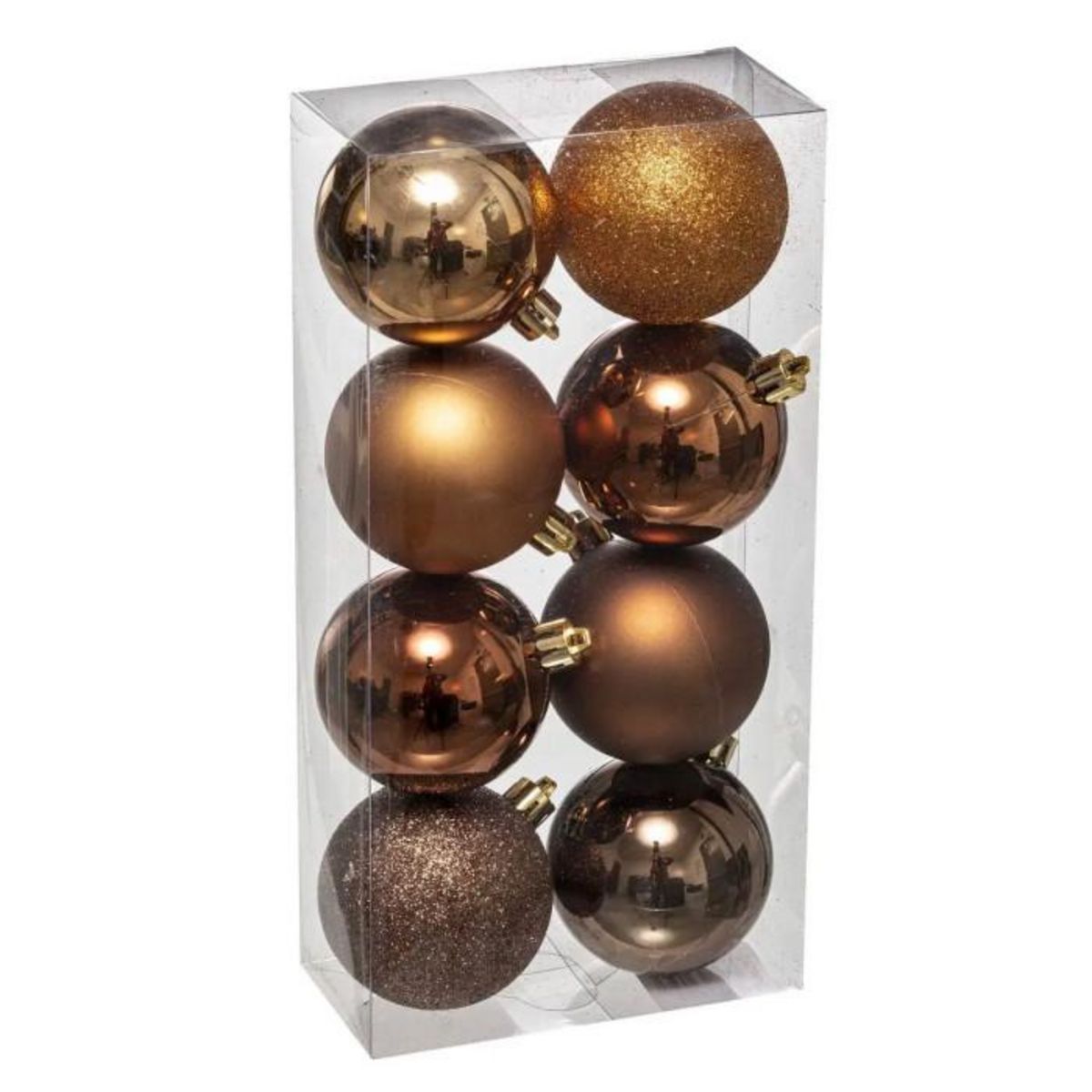 ATMOSPHERA Lot de 8 Boules de Noël  Colorama  7cm Bronze