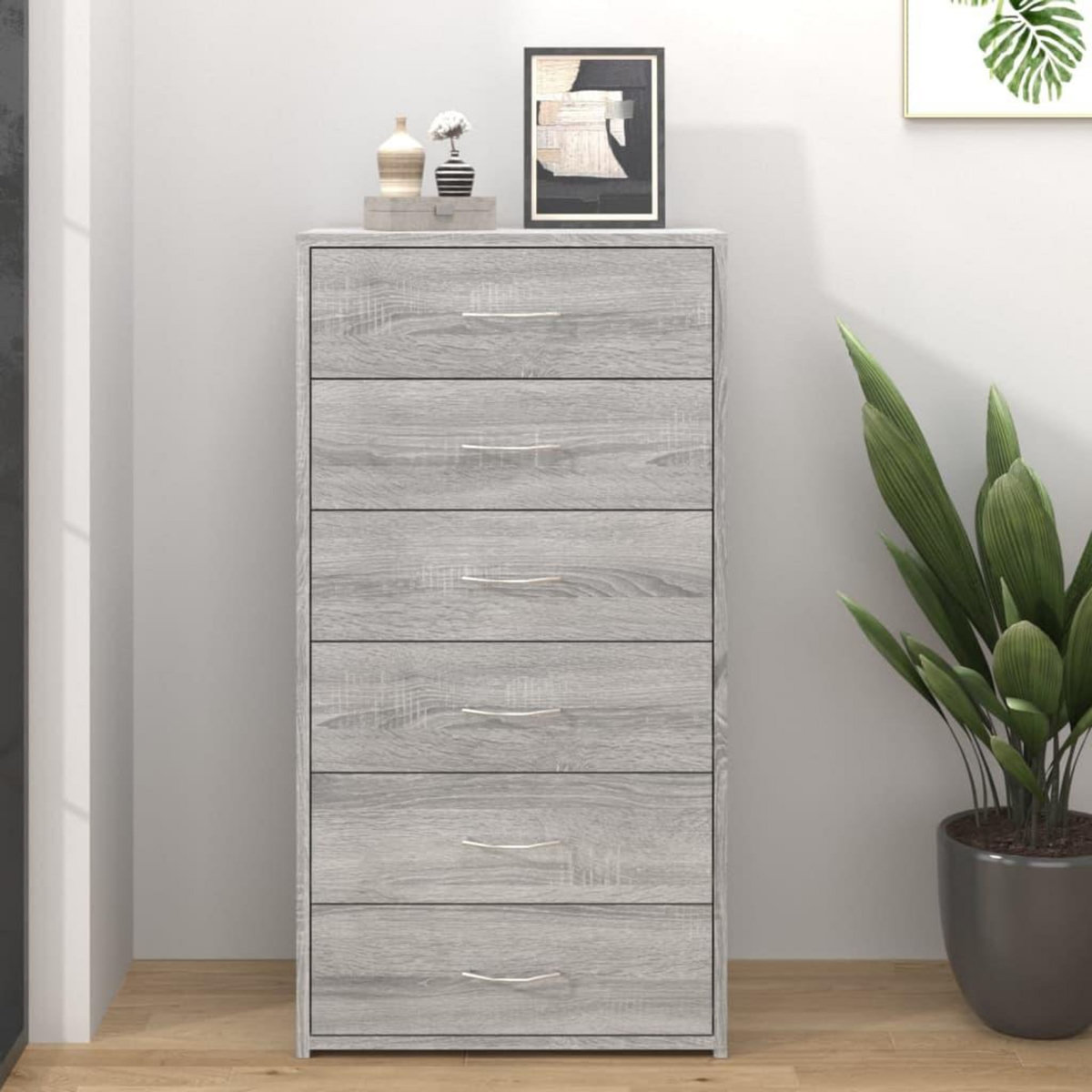VIDAXL Buffet avec 6 tiroirs Sonoma gris 50x34x96 cm Bois d'ingenierie