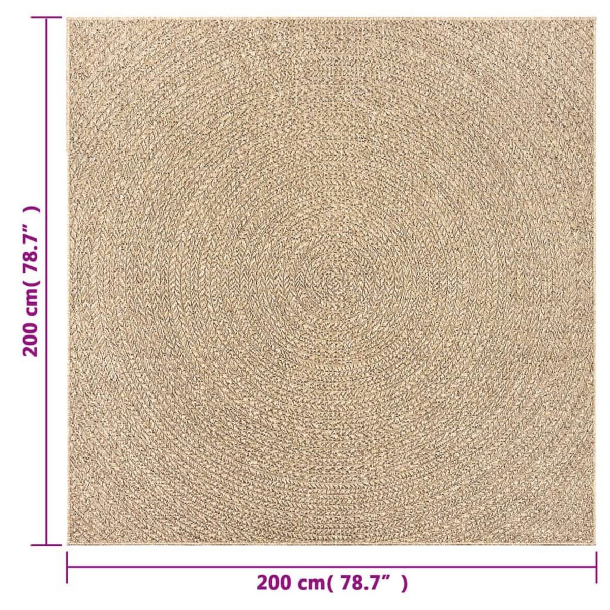 VIDAXL Tapis ZIZUR 200x200 cm aspect de jute interieur et exterieur