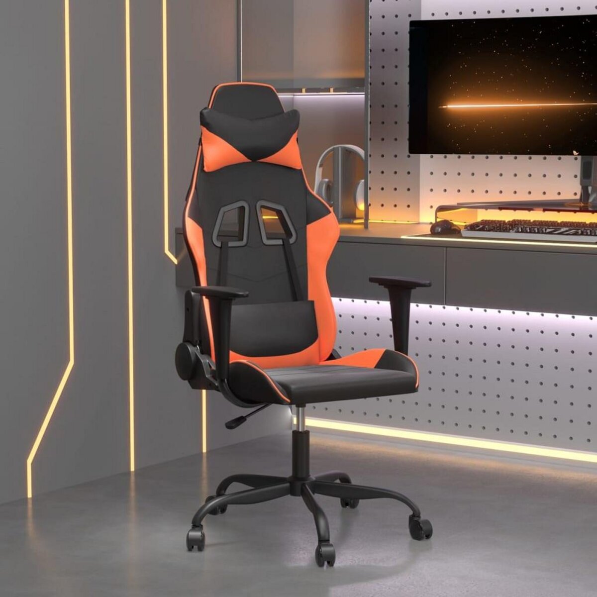 VIDAXL Chaise de jeu Noir et orange Similicuir
