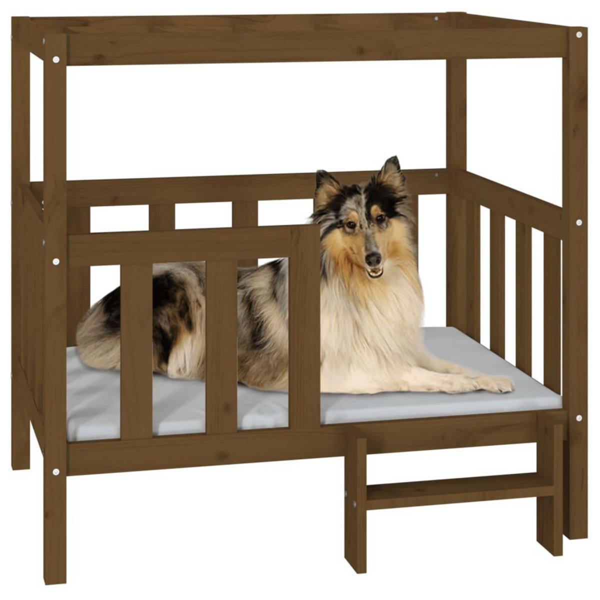 VIDAXL Lit pour chien Marron miel 105,5x83,5x100 cm Bois de pin solide