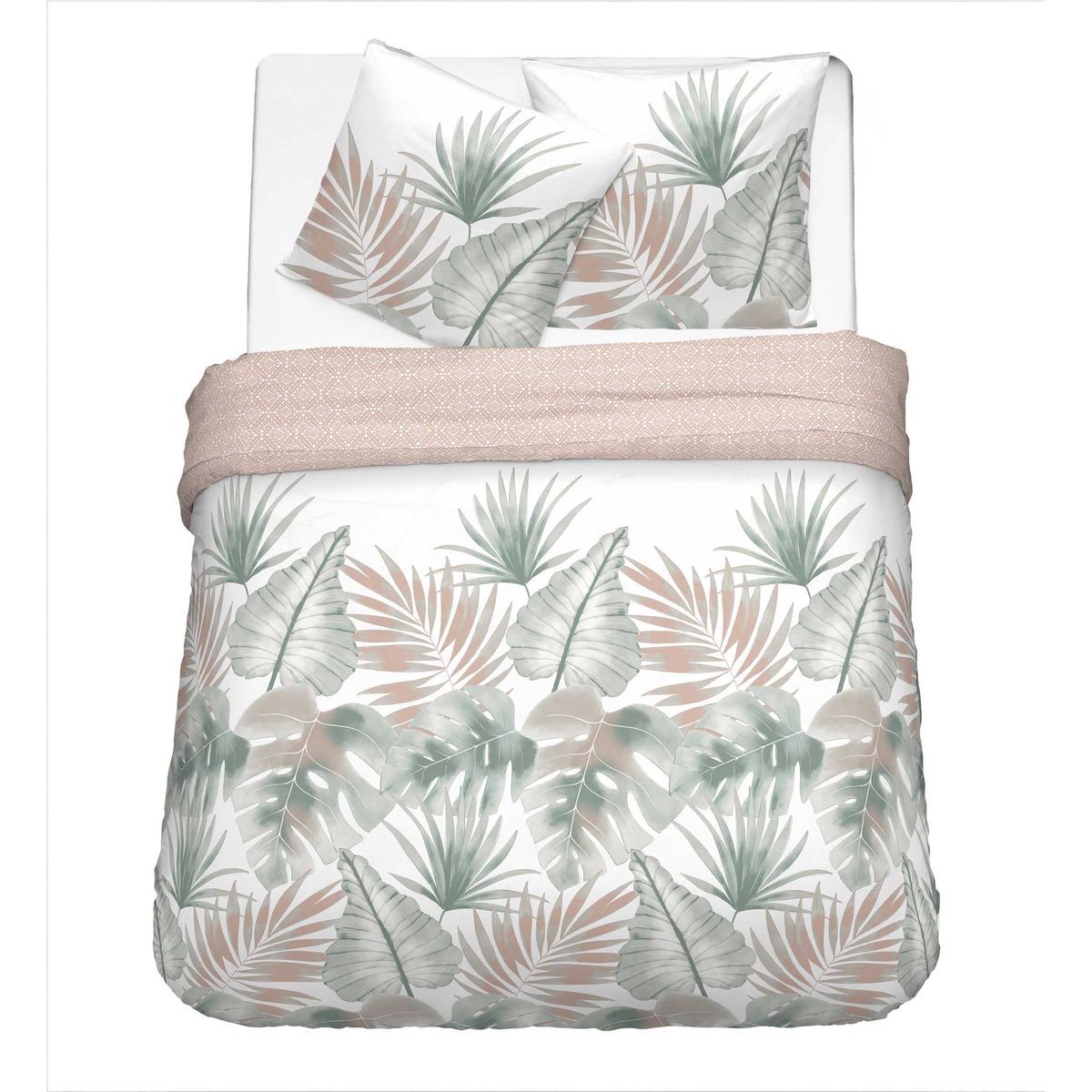 Parure housse de couette en coton 57 fils motif tropical JUNGLE 
