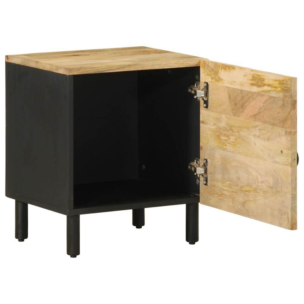 VIDAXL Tables de chevet 2 pcs noir bois de manguier massif brut