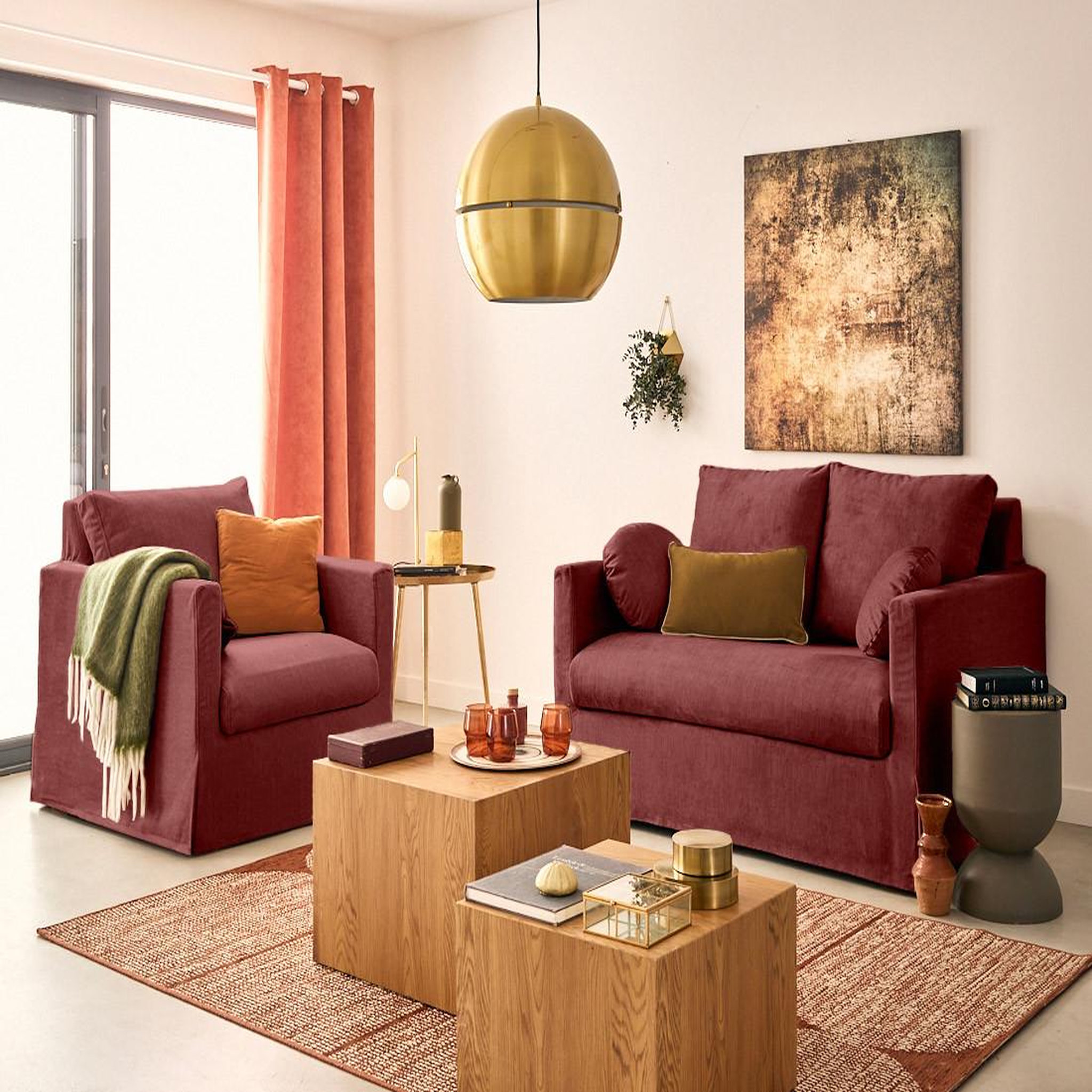 Voir la diapositive 2 : LISA DESIGN Serena - canapé droit déhoussable 2 places en velours