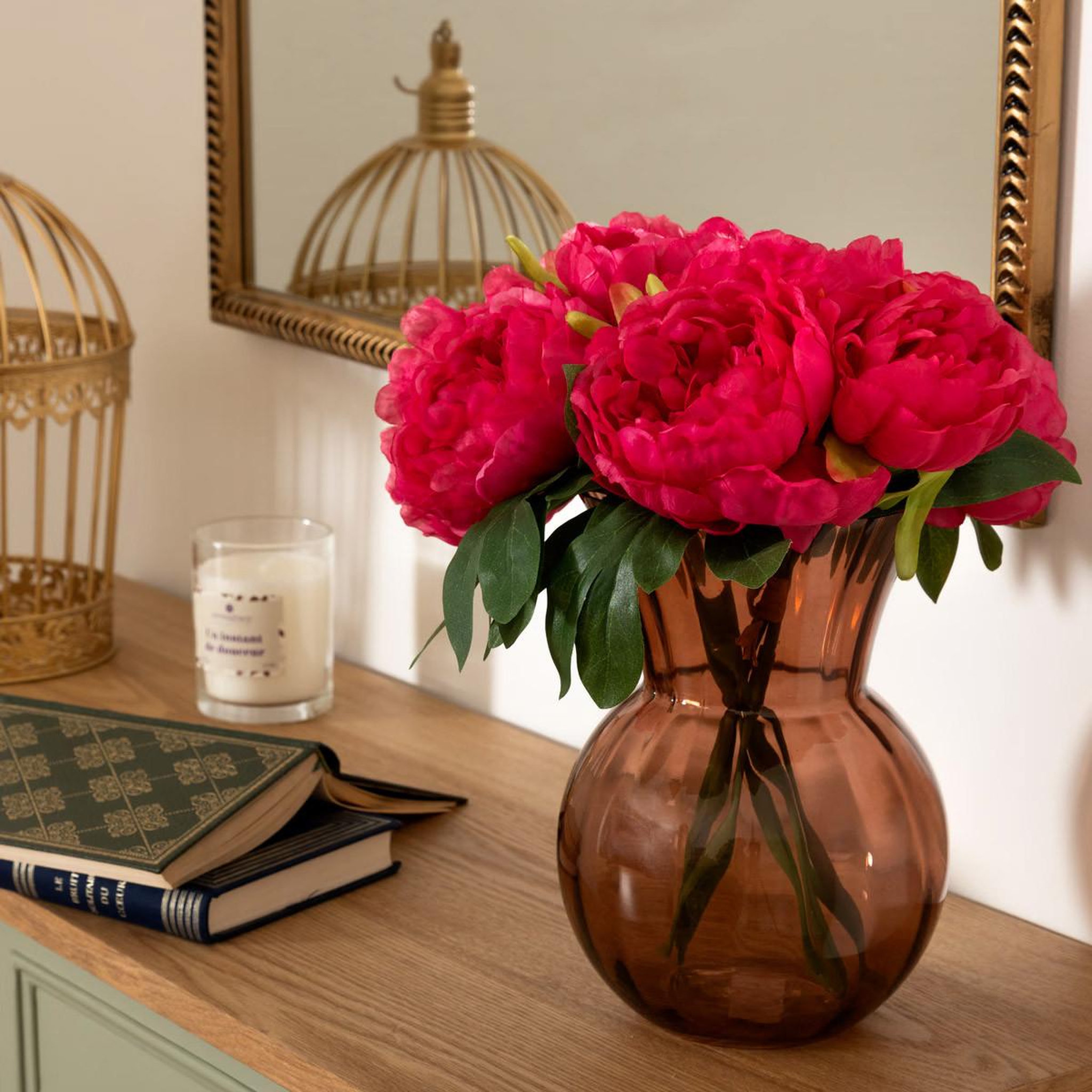 Voir la diapositive 3 : ATMOSPHERA Bouquet de fleurs  4 pivoines  30cm rose blush