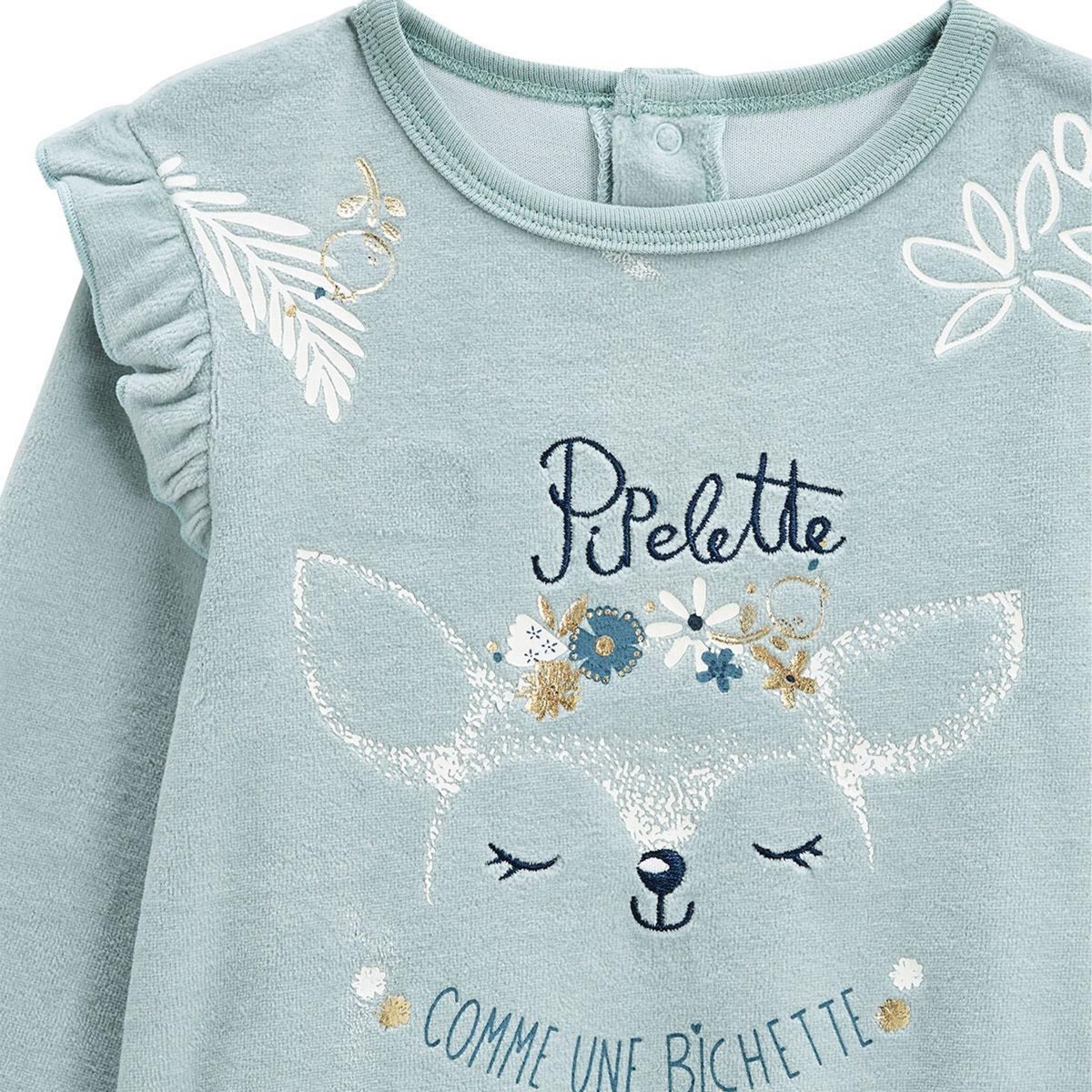 Petit Béguin Pyjama bébé 2 pièces en velours Bichette