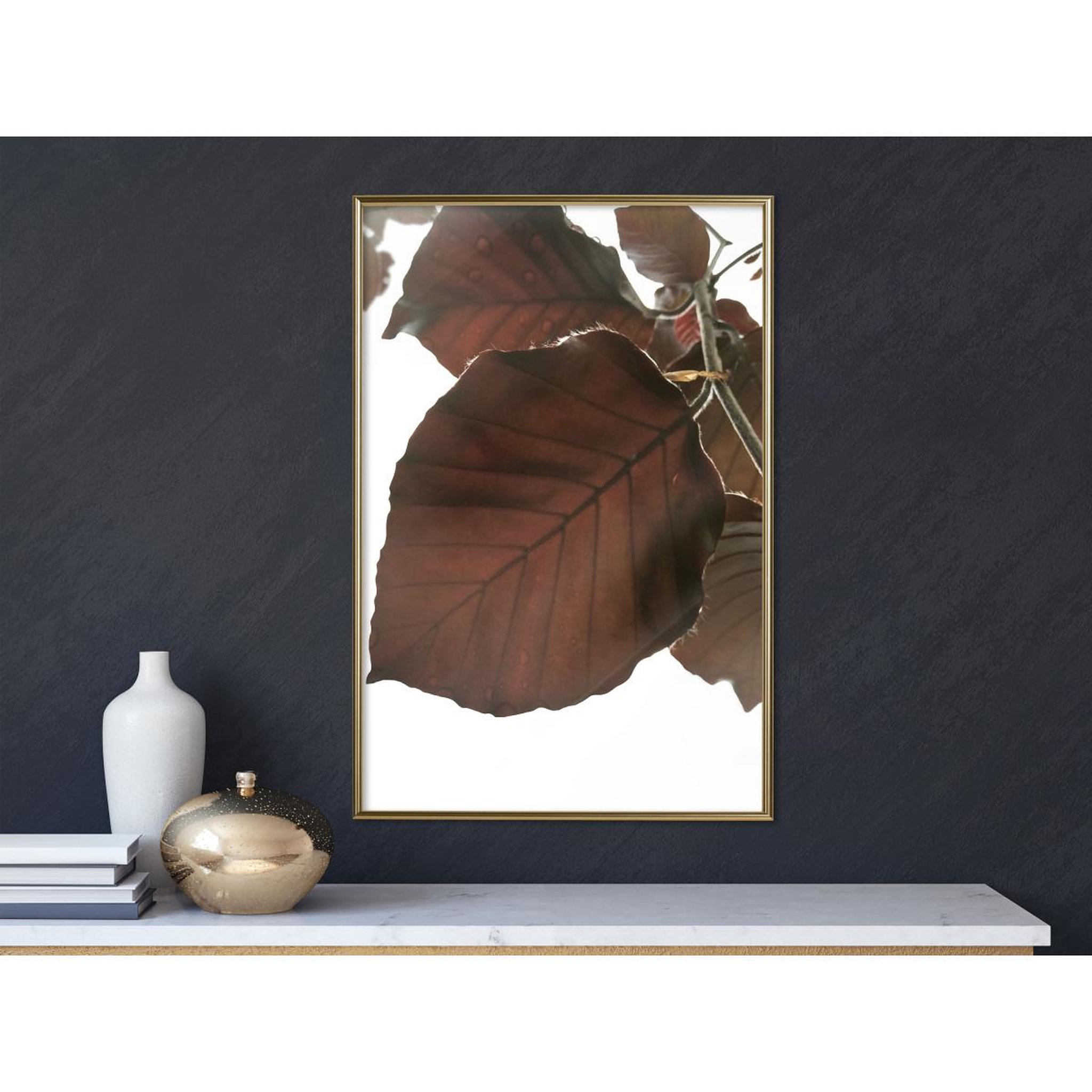 Voir la diapositive 2 : Paris Prix Affiche Murale Encadrée  Burgundy Tilia Leaf
