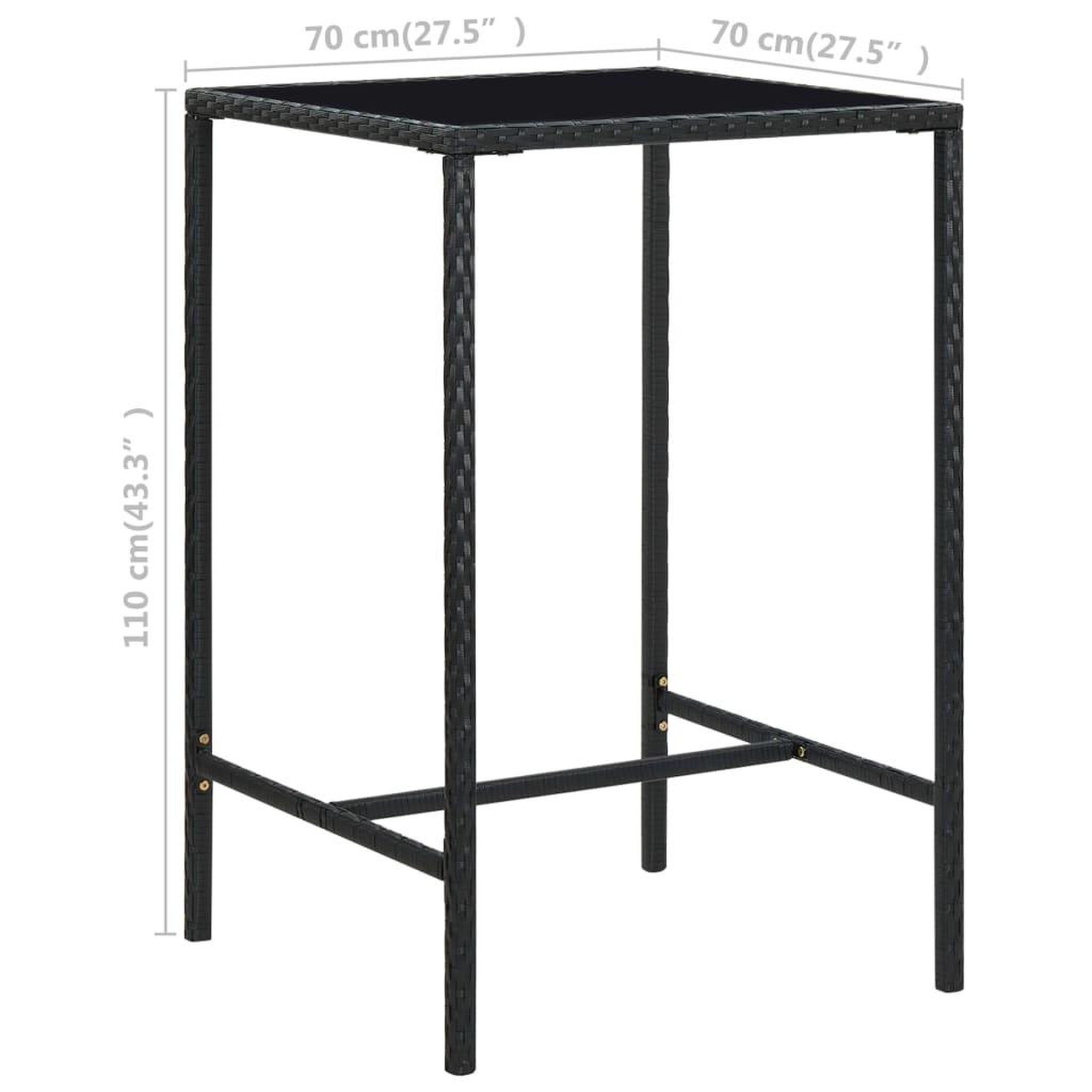 Voir la diapositive 6 : VIDAXL Ensemble de bar de jardin 3 pcs et coussins Resine tressee Noir