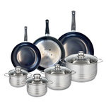 ELO Ensemble de 3 Poêles de cuisson 24, 28 et 32 cm et 4 faitouts 14, 16, 20 et 24 cm Elo Prima Brillant