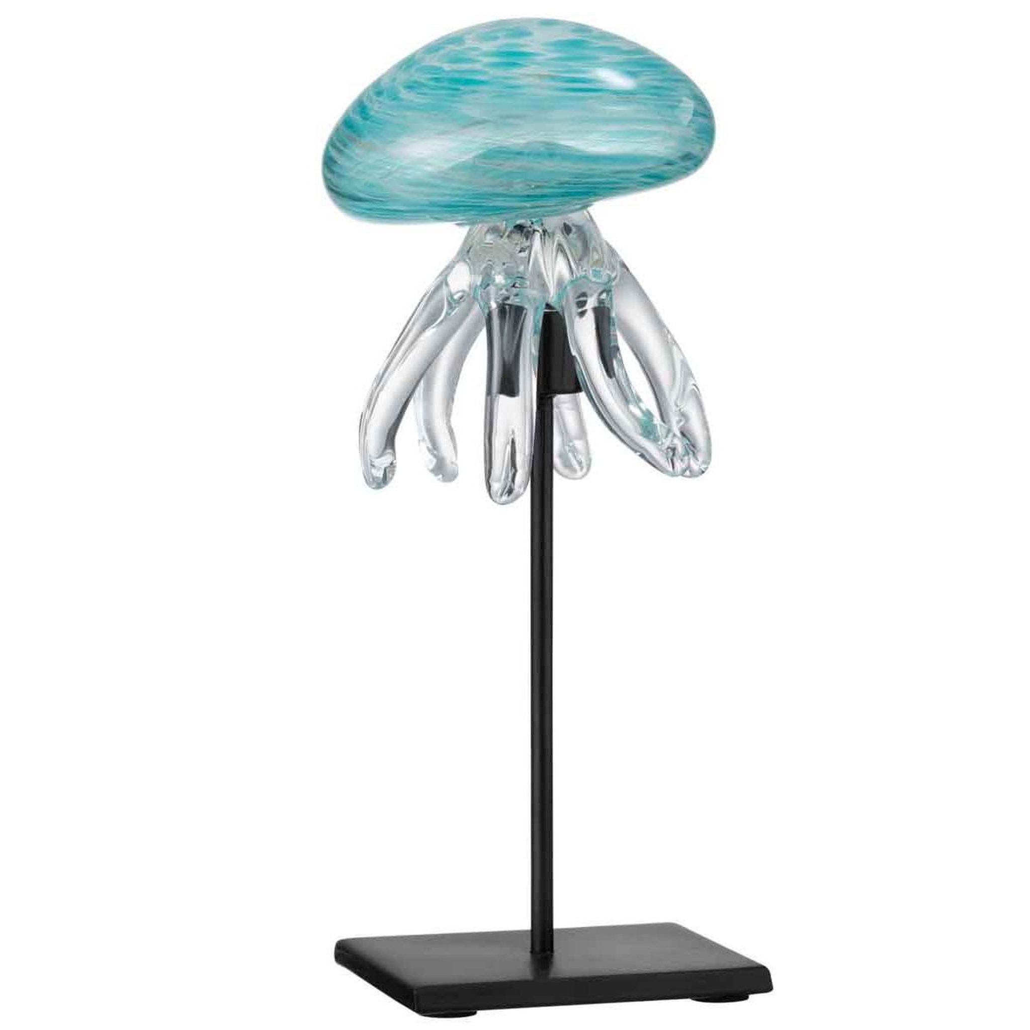 J-LINE Statuette déco  méduse sur pied  24cm bleu azur