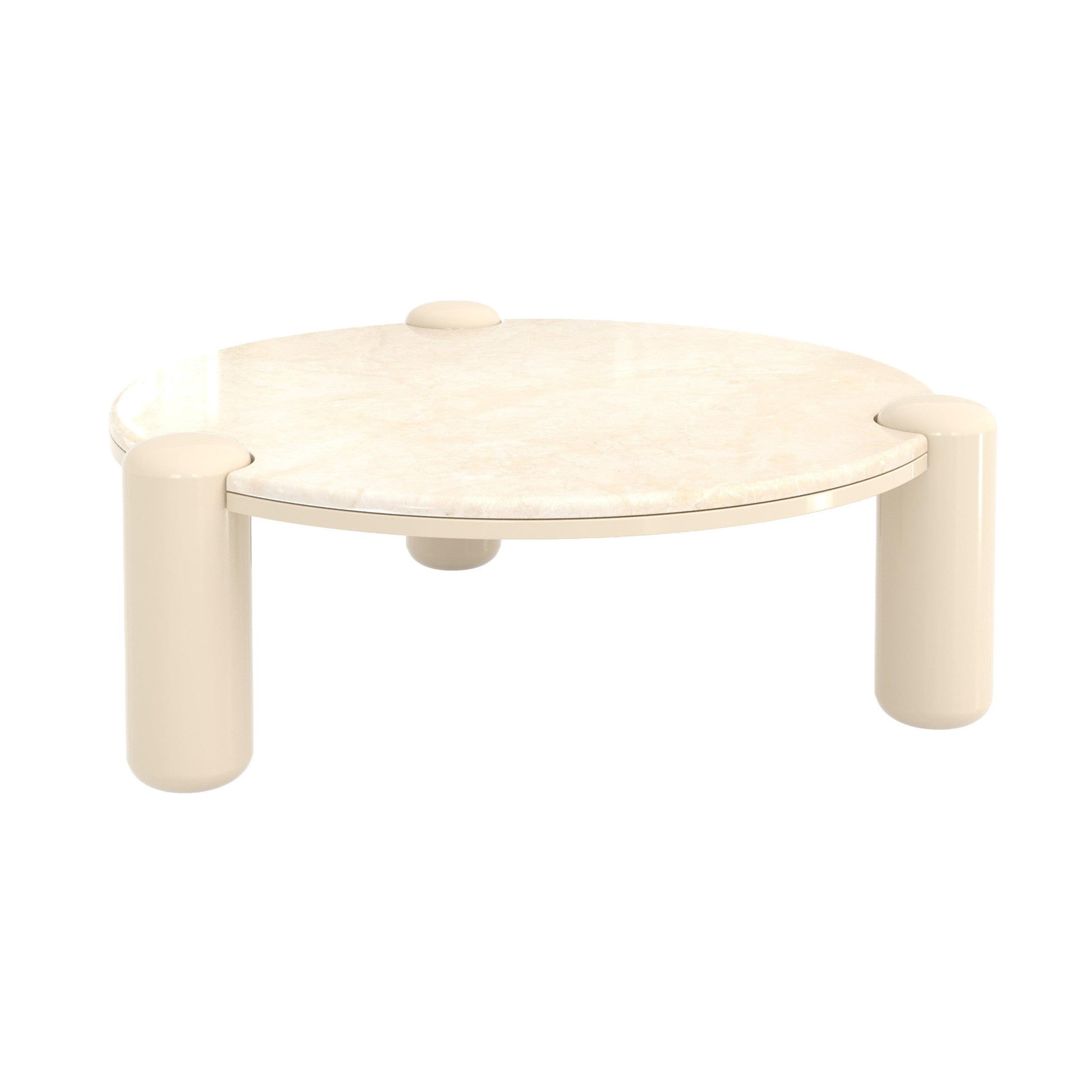 MAISON PAVANE Table basse en marbre avec pieds laqués beiges, d86 cm-hanaé
