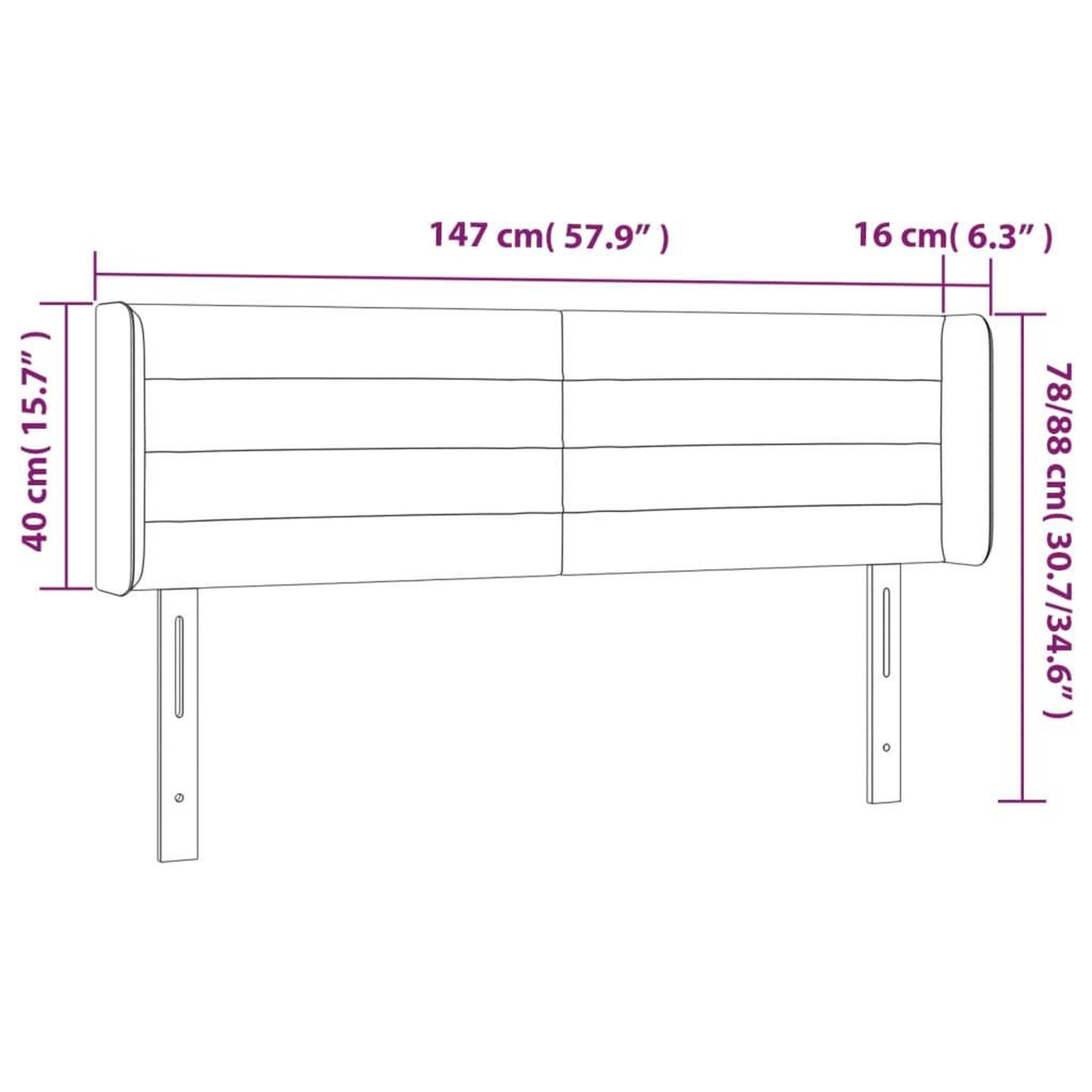 Voir la diapositive 6 : VIDAXL Tete de lit avec oreilles Marron Fonce 147x16x78/88 cm Tissu