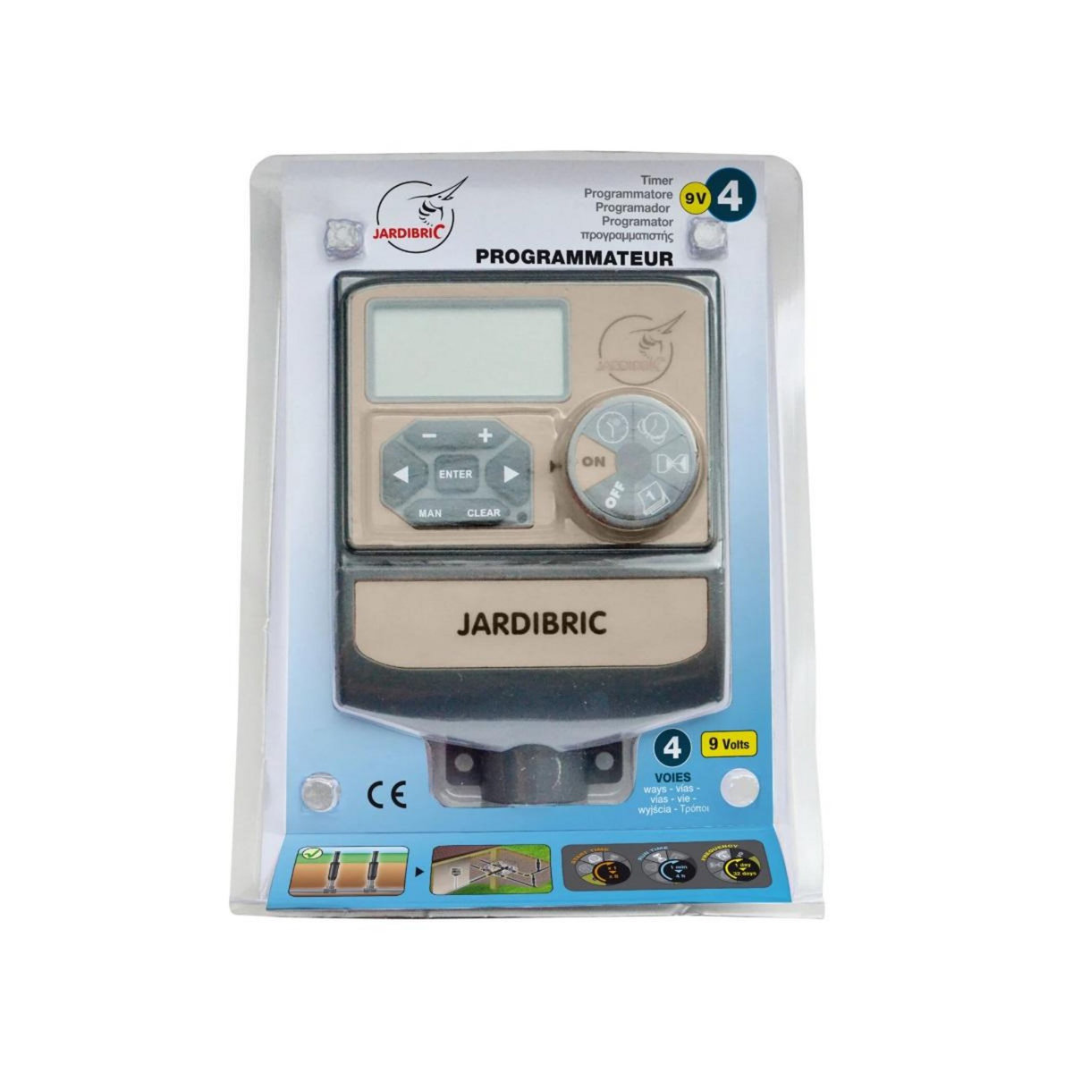 Jardibric Programmateur électrovanne 9v 4 voies - PROG4DC