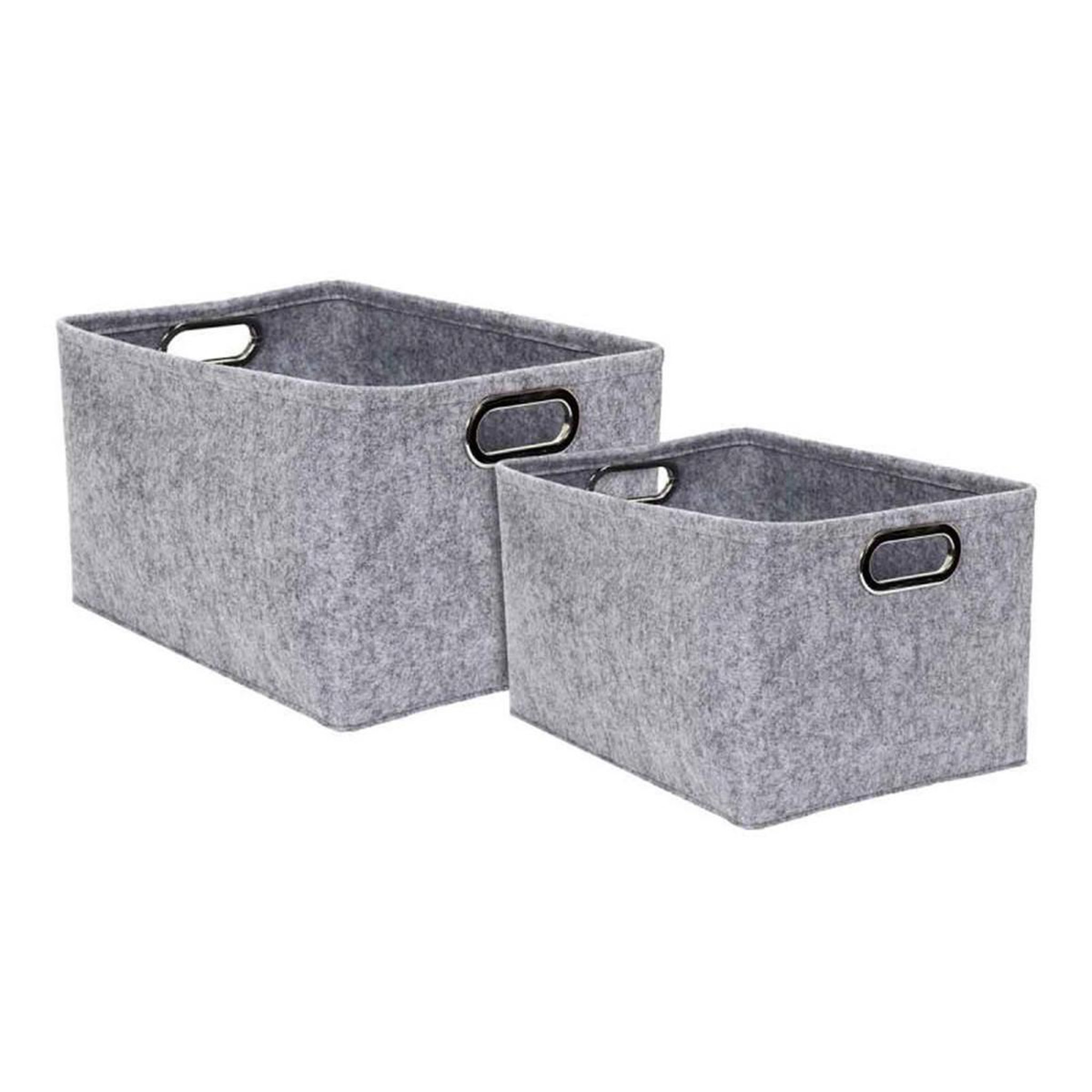 The Home Deco Factory Lot de 2 Paniers de Rangement  Anses  40cm Gris
