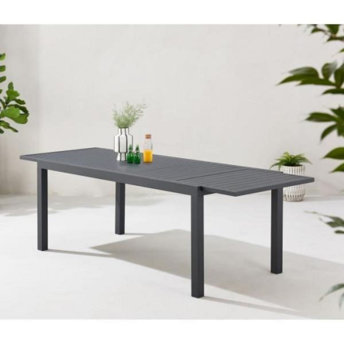 MARKET24 Table de jardin extensible 6 a 8 personnes - Structure et plateau en aluminium - L 180-240 x P 90 x H 75 cm