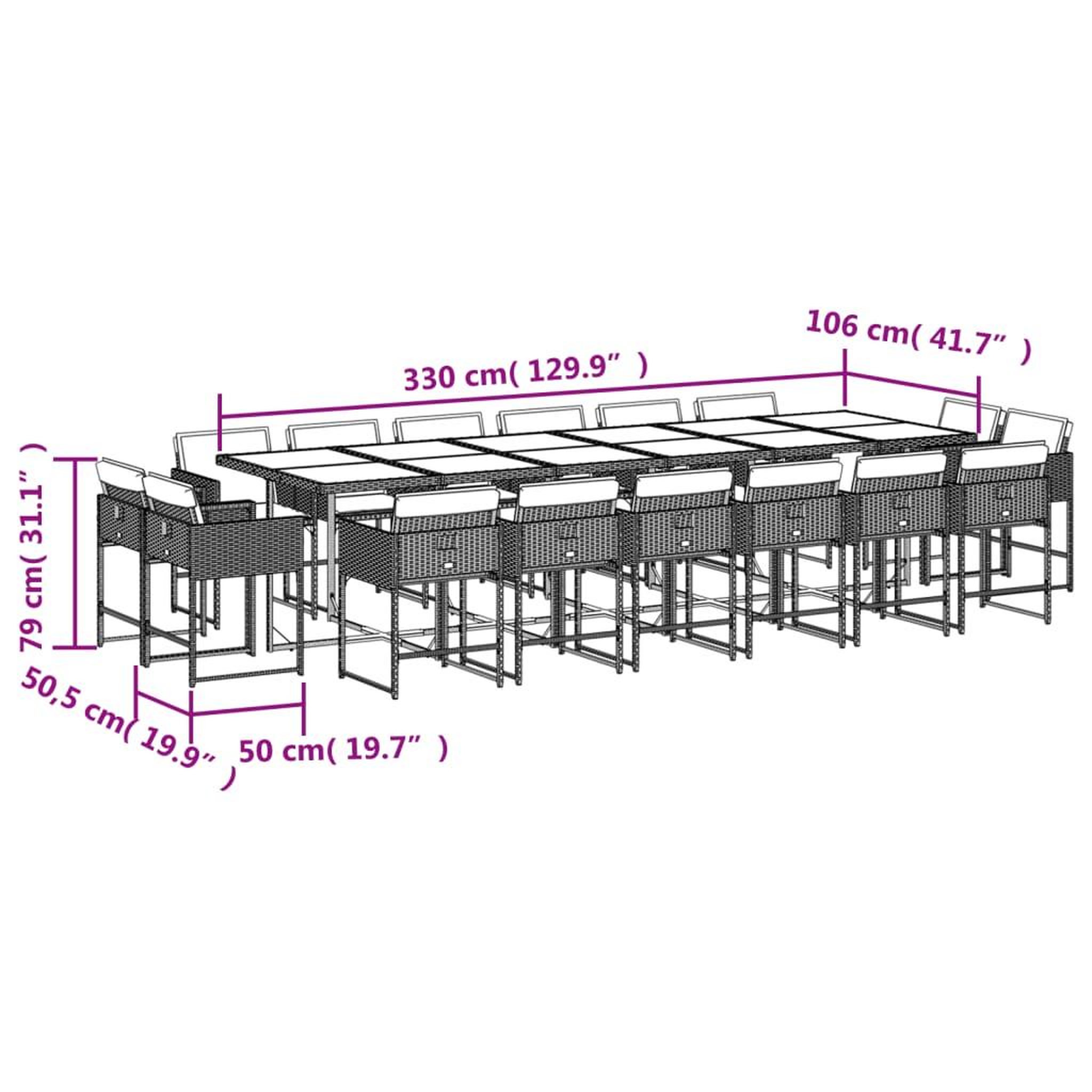 Voir la diapositive 6 : VIDAXL Ensemble a manger de jardin 17 pcs et coussins resine tressee