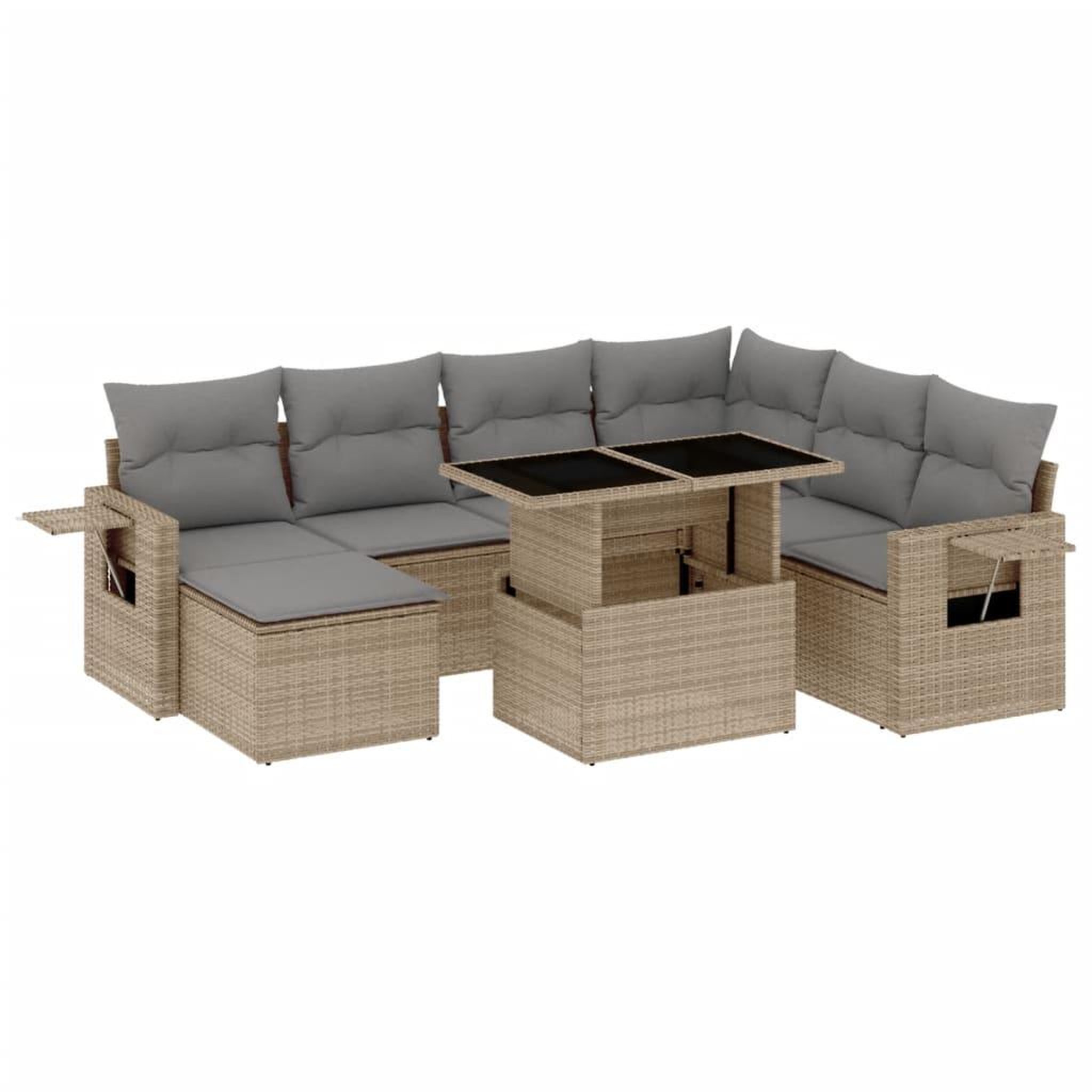 Voir la diapositive 2 : VIDAXL Salon de jardin avec coussins 8 pcs beige resine tressee