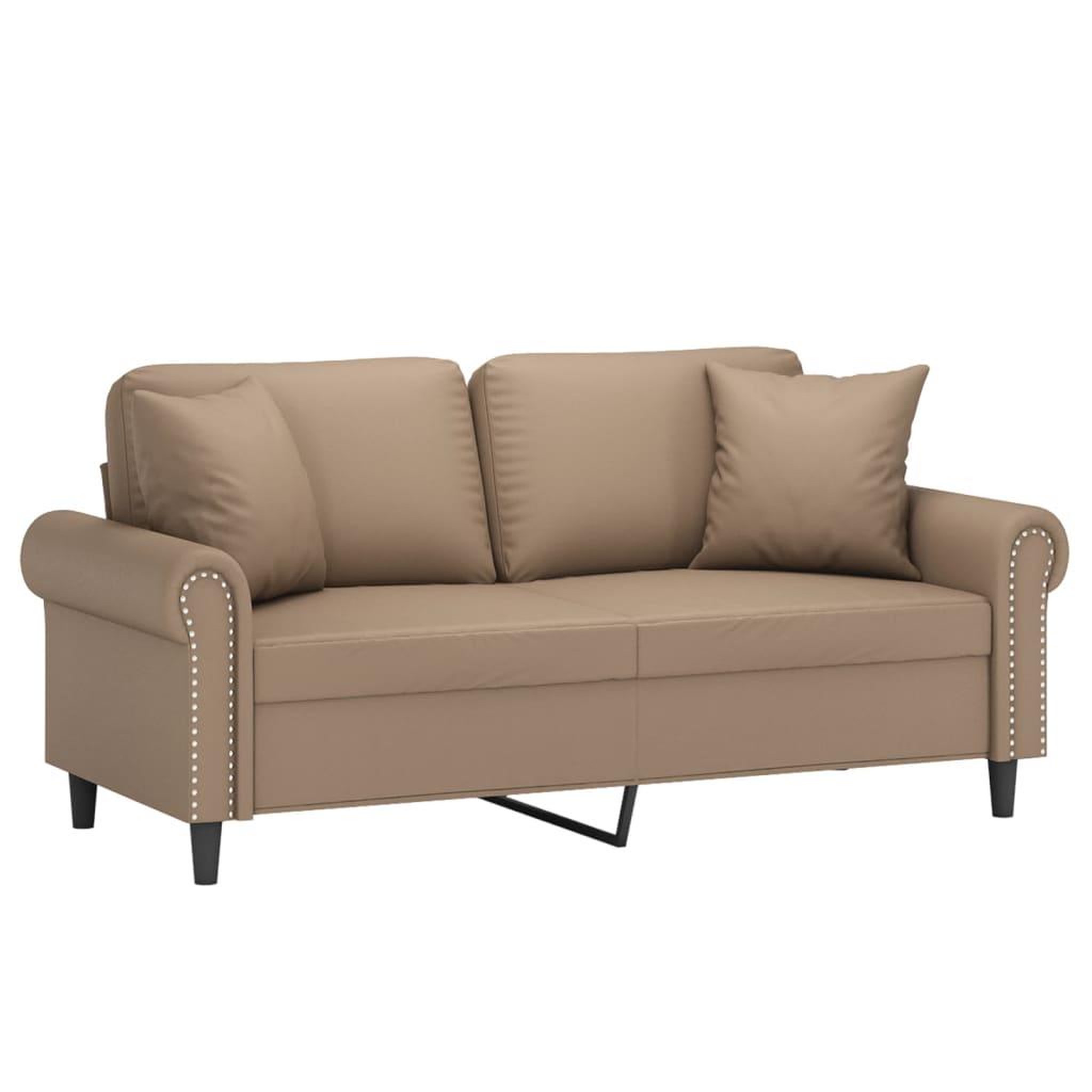 Voir la diapositive 3 : VIDAXL Canape 2 places avec oreillers cappuccino 140 cm similicuir