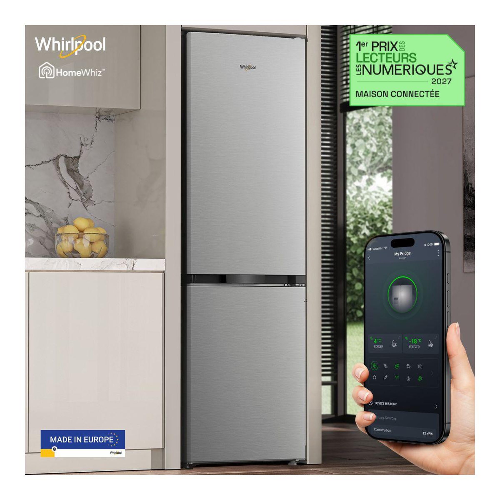 Voir la diapositive 4 : Whirlpool Réfrigérateur combiné whk22374x7ea