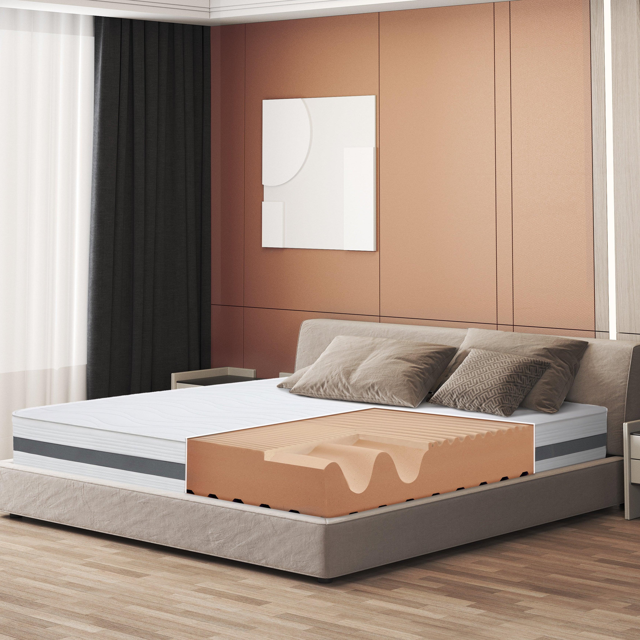 Voir la diapositive 1 : THE WHITE STONE Matelas 70 x 140 Orthopédique Antibactérienne | Hauteur 25 cm | Revêtement 3D Air en Fibre Hypoallergénique